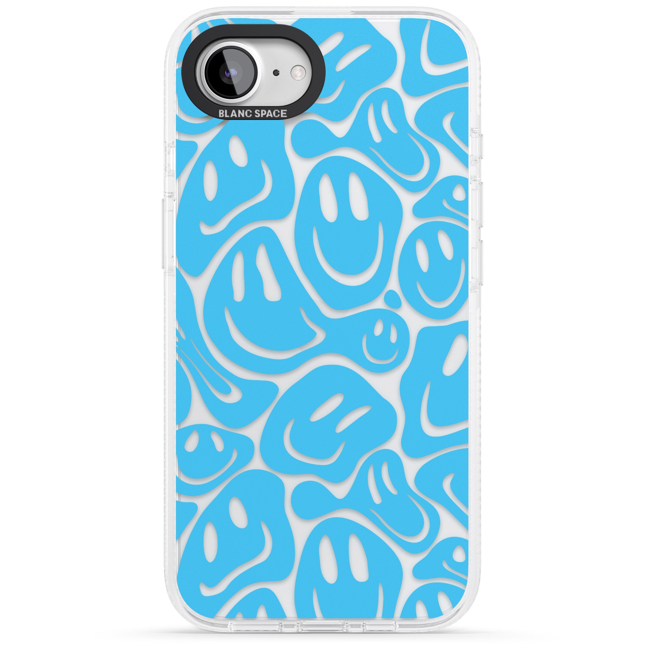 Blue Acid Faces iPhone 16e Clear Case Impact Air - Blanc Space