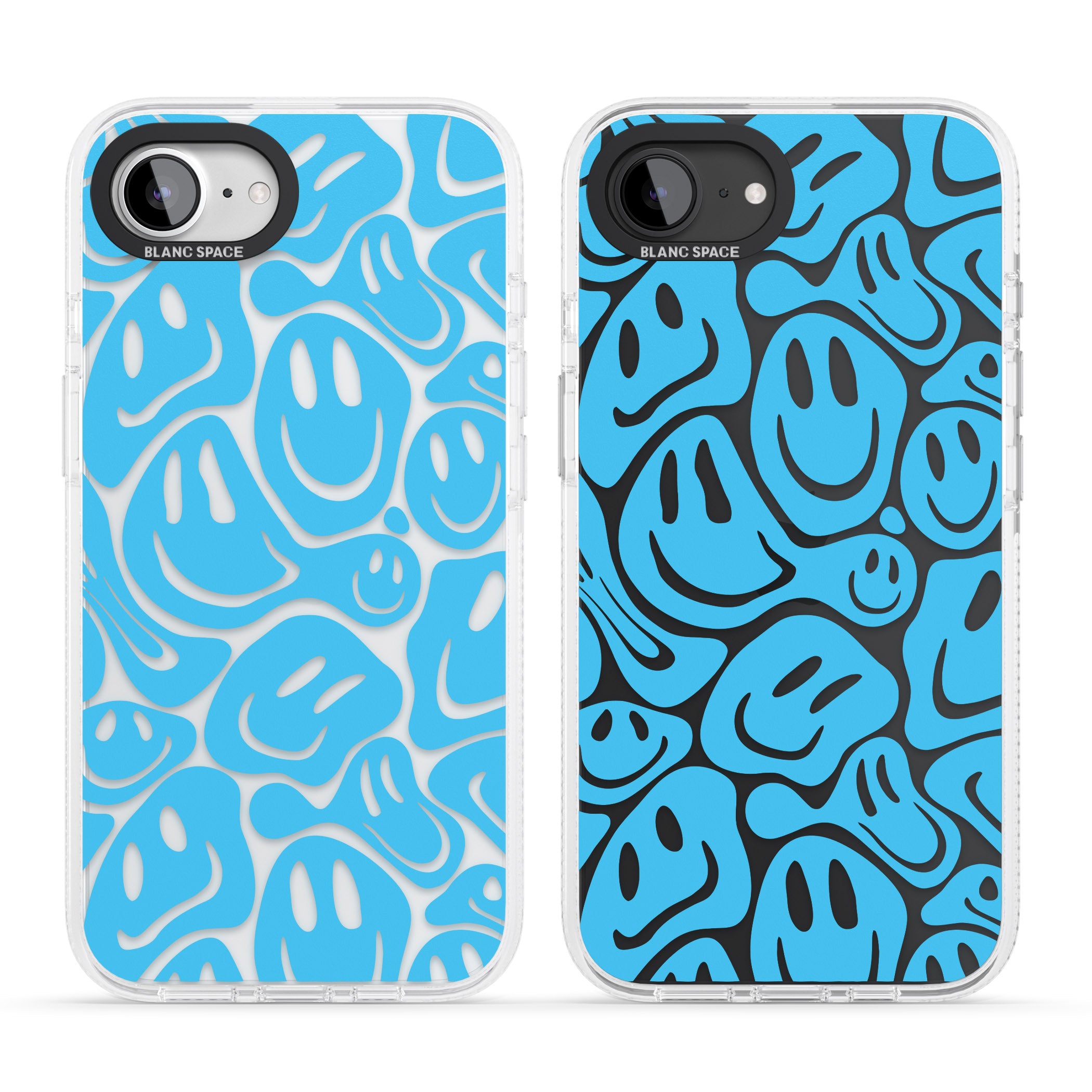 Blue Acid Faces iPhone 16e Clear Case Impact Air - Blanc Space