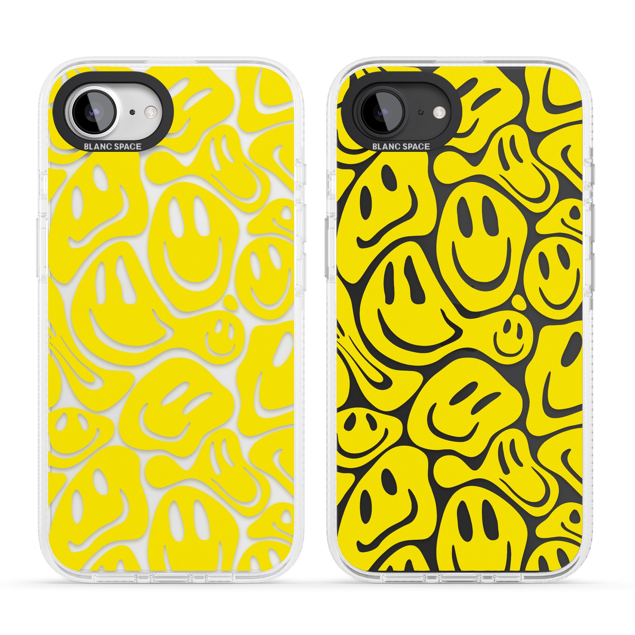 Yellow Acid Faces iPhone 16e Clear Case Impact Air - Blanc Space