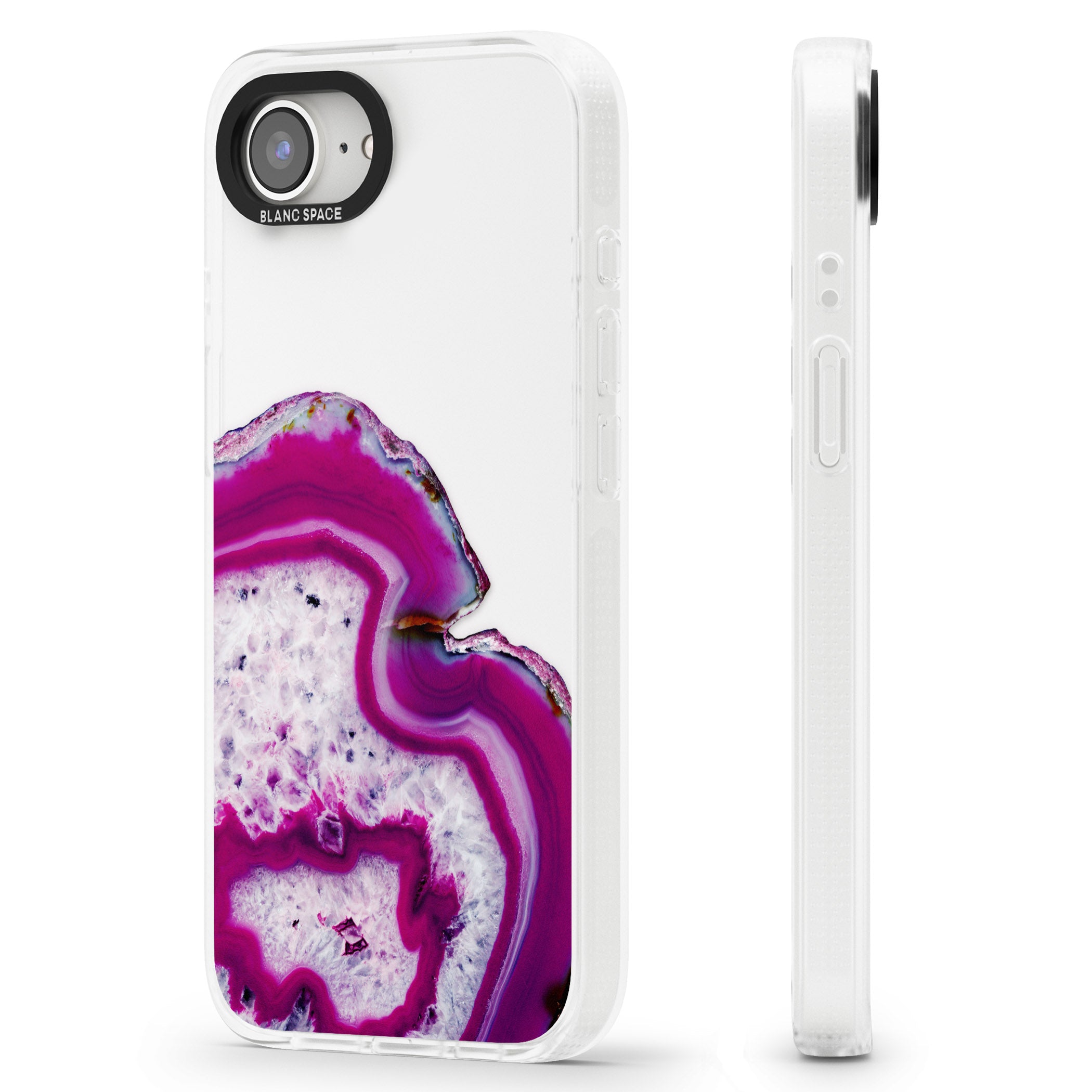 Violet & White Swirl Agate Crystal Clear Design iPhone 16e Clear Case Impact Air - Blanc Space