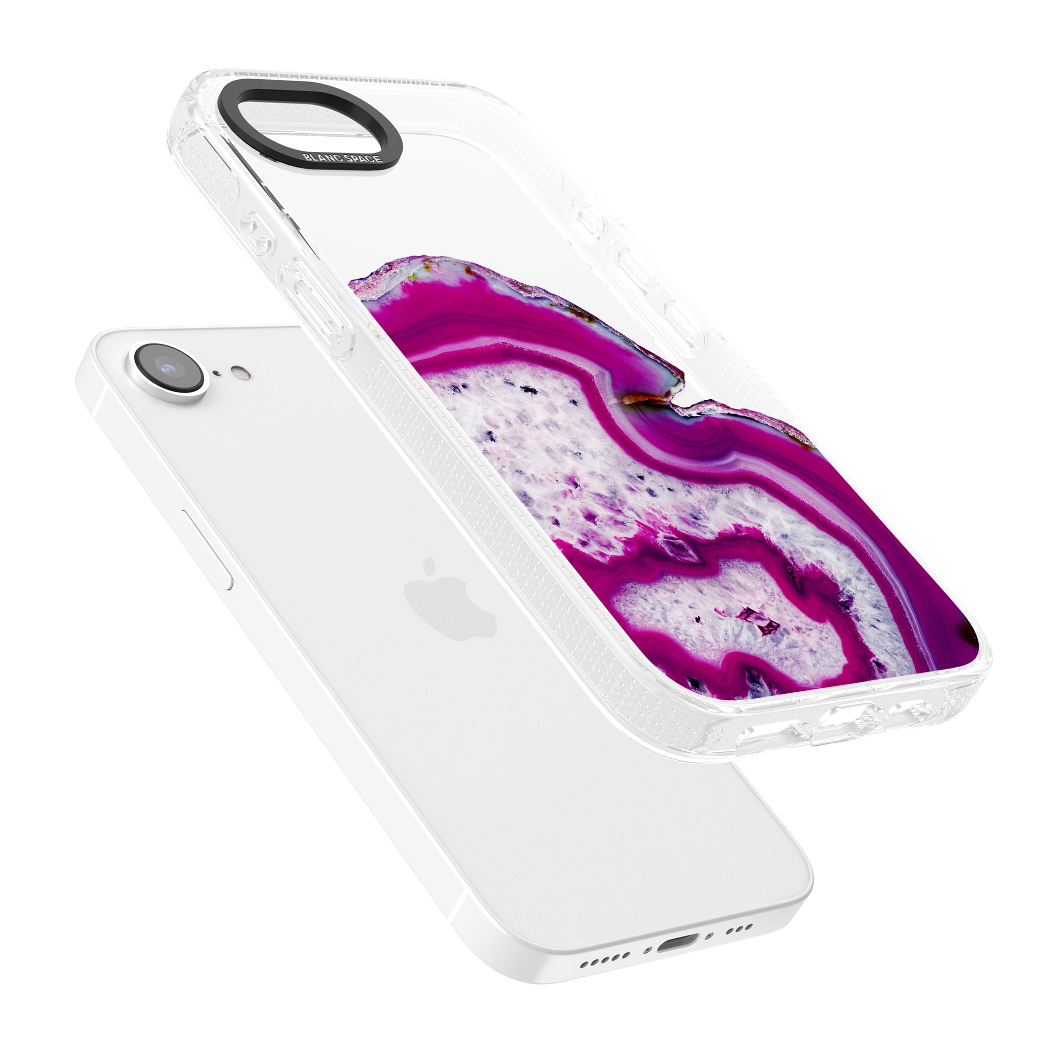 Violet & White Swirl Agate Crystal Clear Design iPhone 16e Clear Case Impact Air - Blanc Space