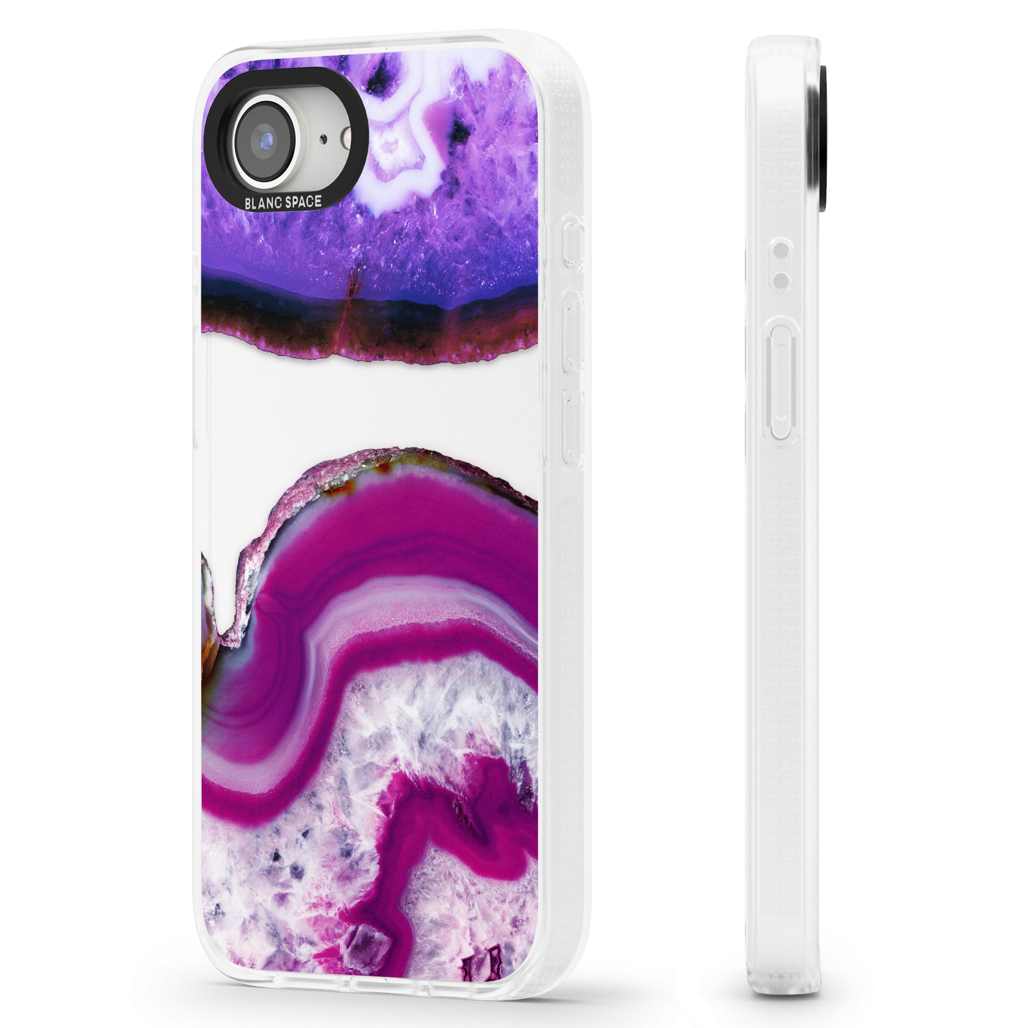 Purple & White Gemstone Crystal Clear Design iPhone 16e Clear Case Impact Air - Blanc Space