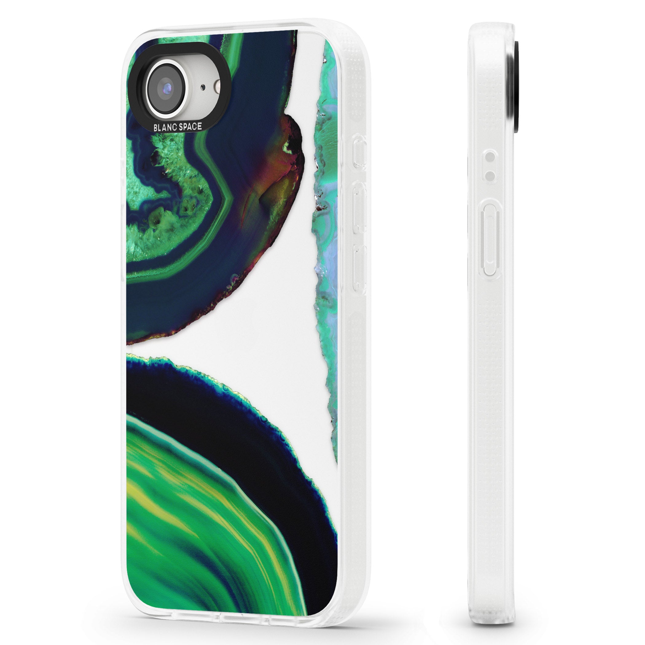Green & Navy Gemstone Crystal Clear Design iPhone 16e Clear Case Impact Air - Blanc Space