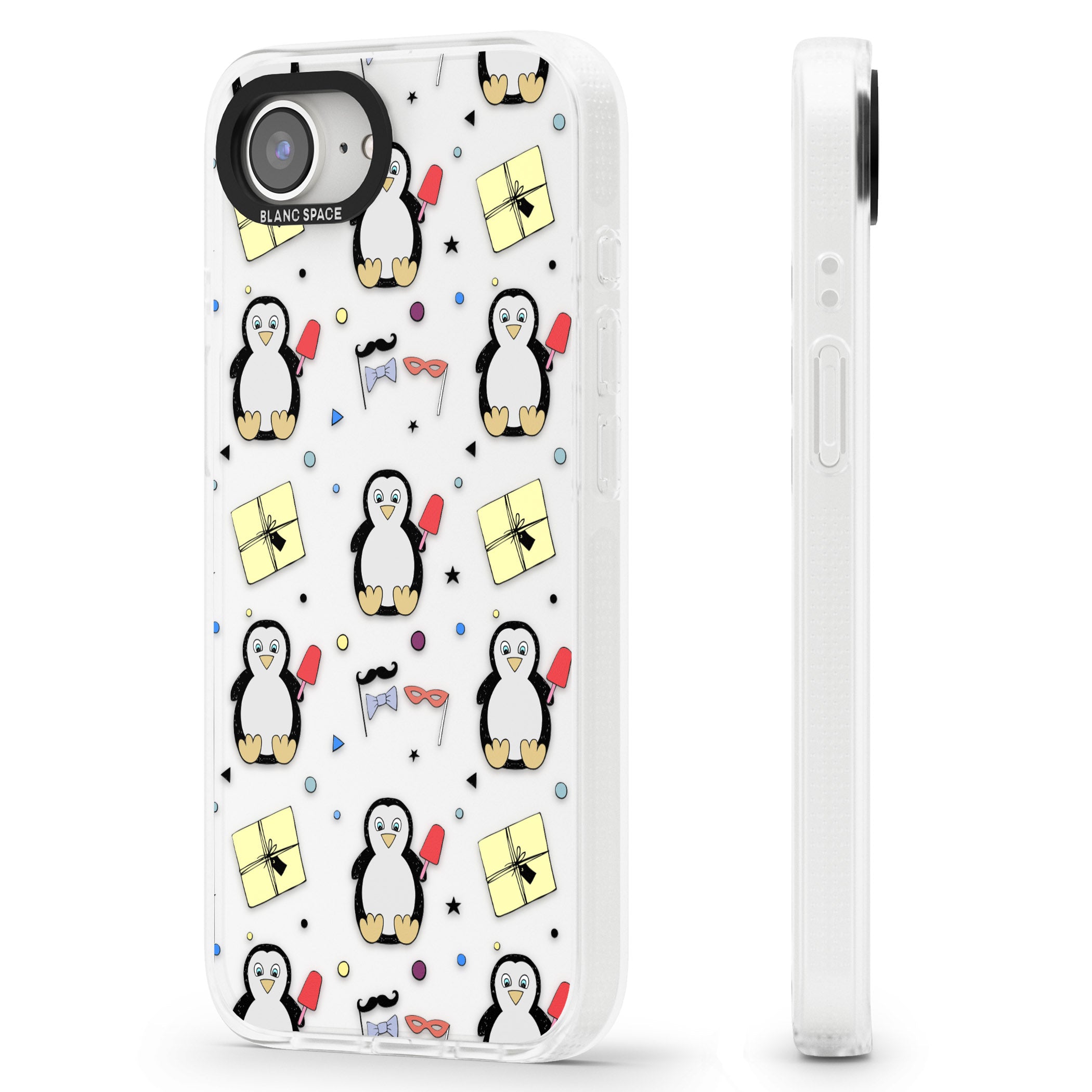 Cute Penguin Pattern Clear iPhone 16e Clear Case Impact Air - Blanc Space