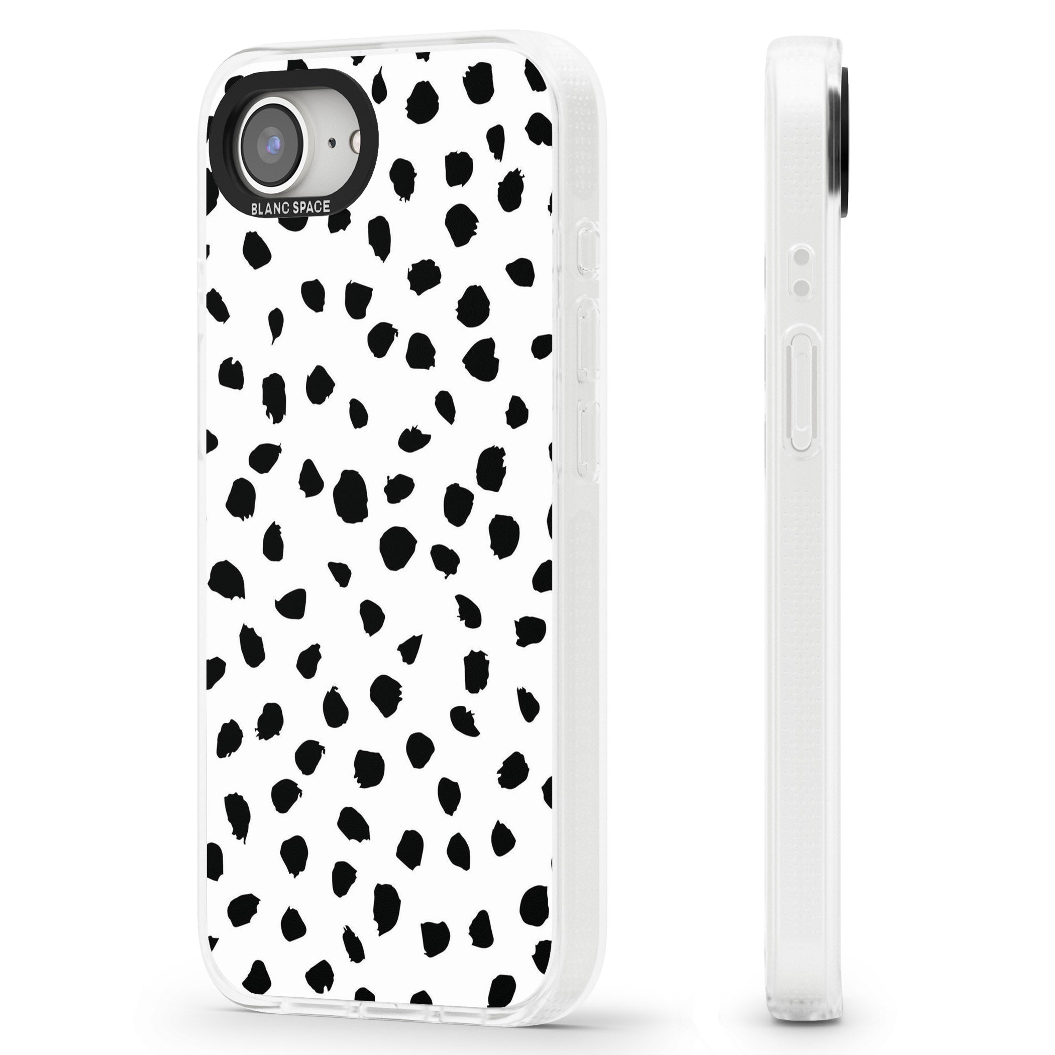 White Dalmatian Print iPhone 16e Clear Case Impact Air - Blanc Space