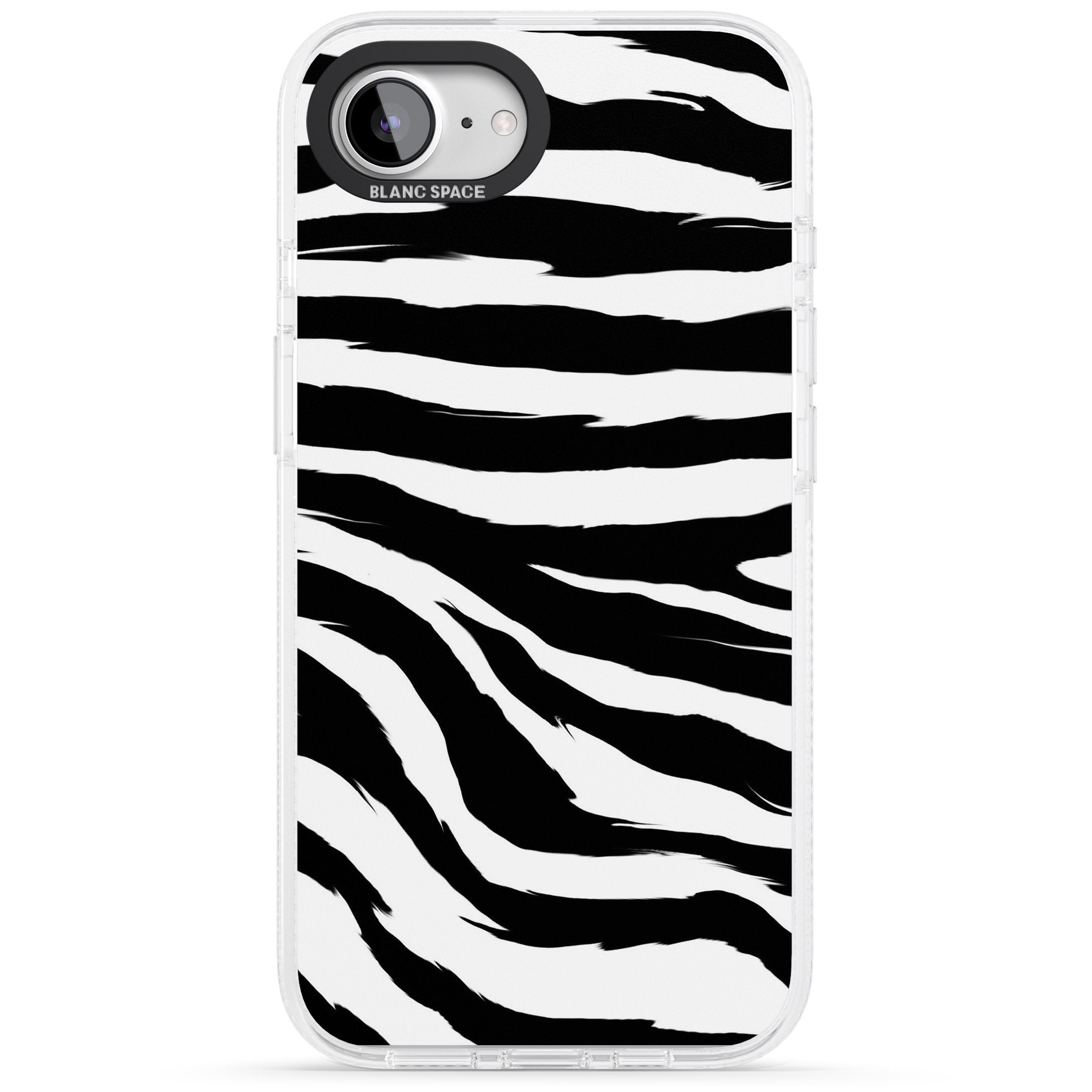 Black Zebra Print iPhone 16e Clear Case Impact Air - Blanc Space