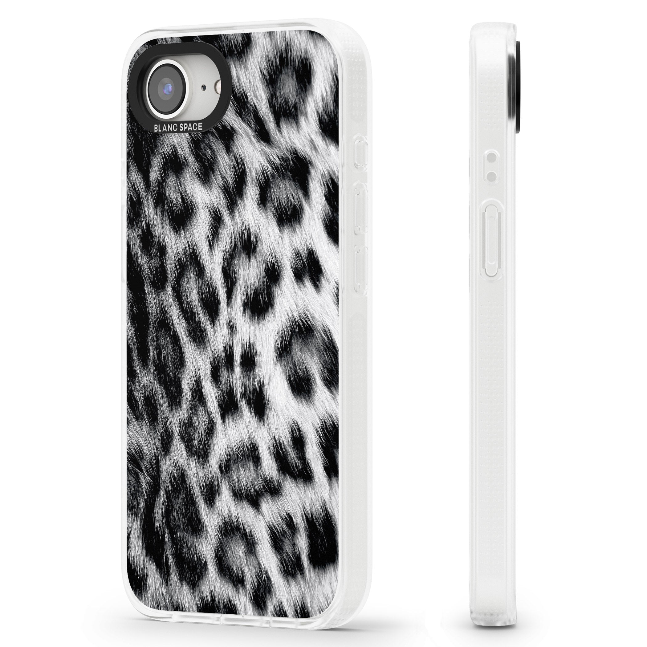 Animal Fur Pattern - Snow Leopard iPhone 16e Clear Case Impact Air - Blanc Space