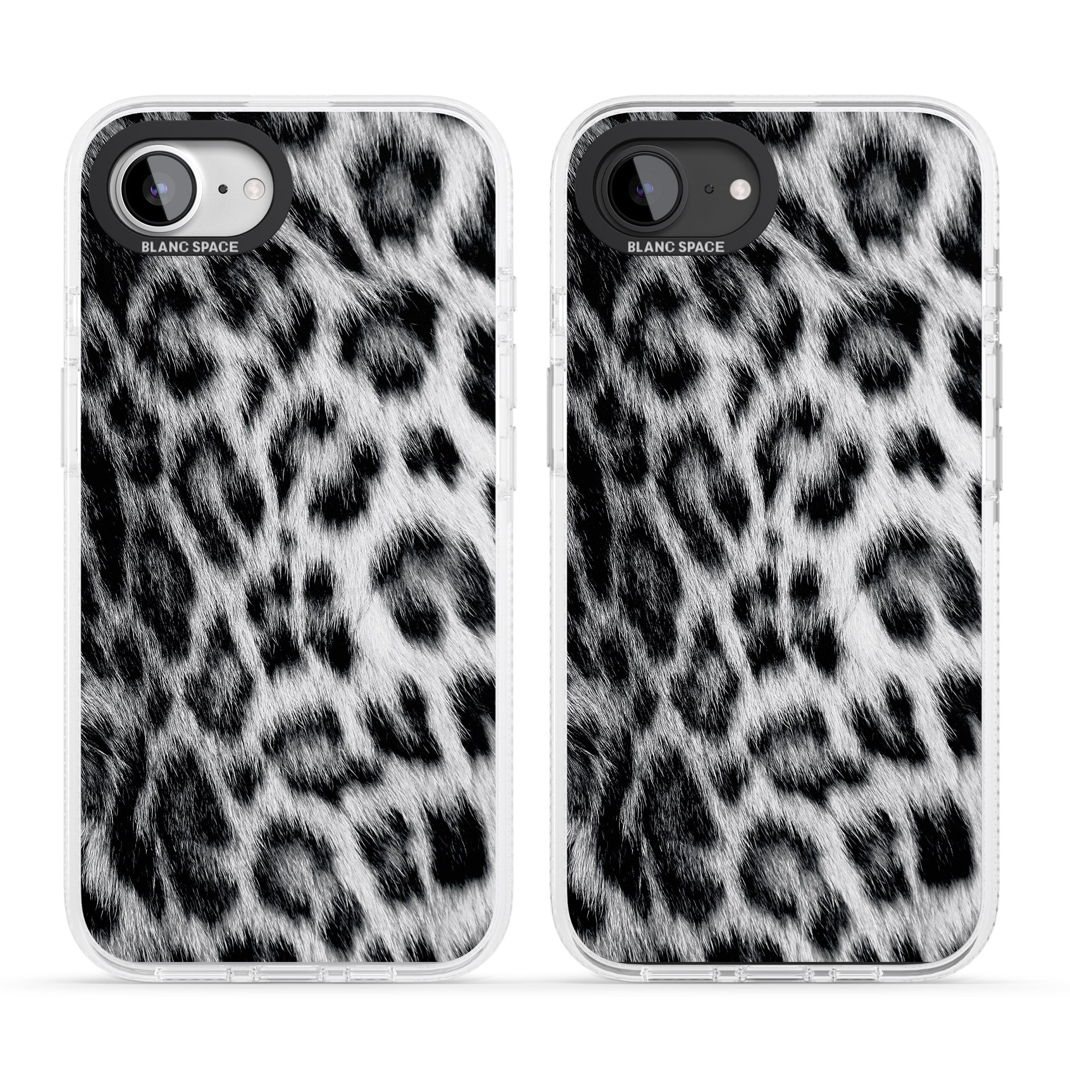 Animal Fur Pattern - Snow Leopard iPhone 16e Clear Case Impact Air - Blanc Space