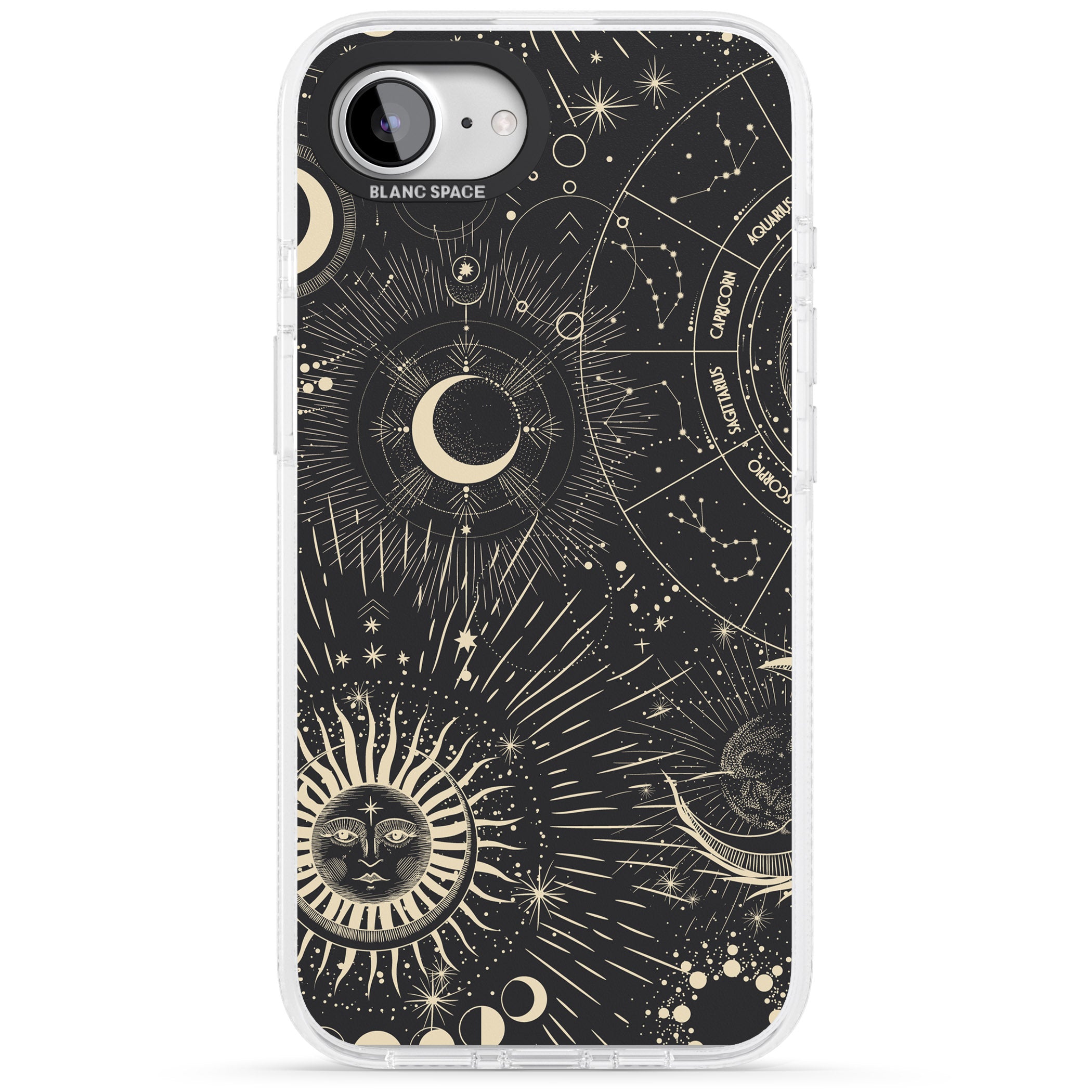 Sun & Symbols Astrological iPhone 16e Clear Case Impact Air - Blanc Space
