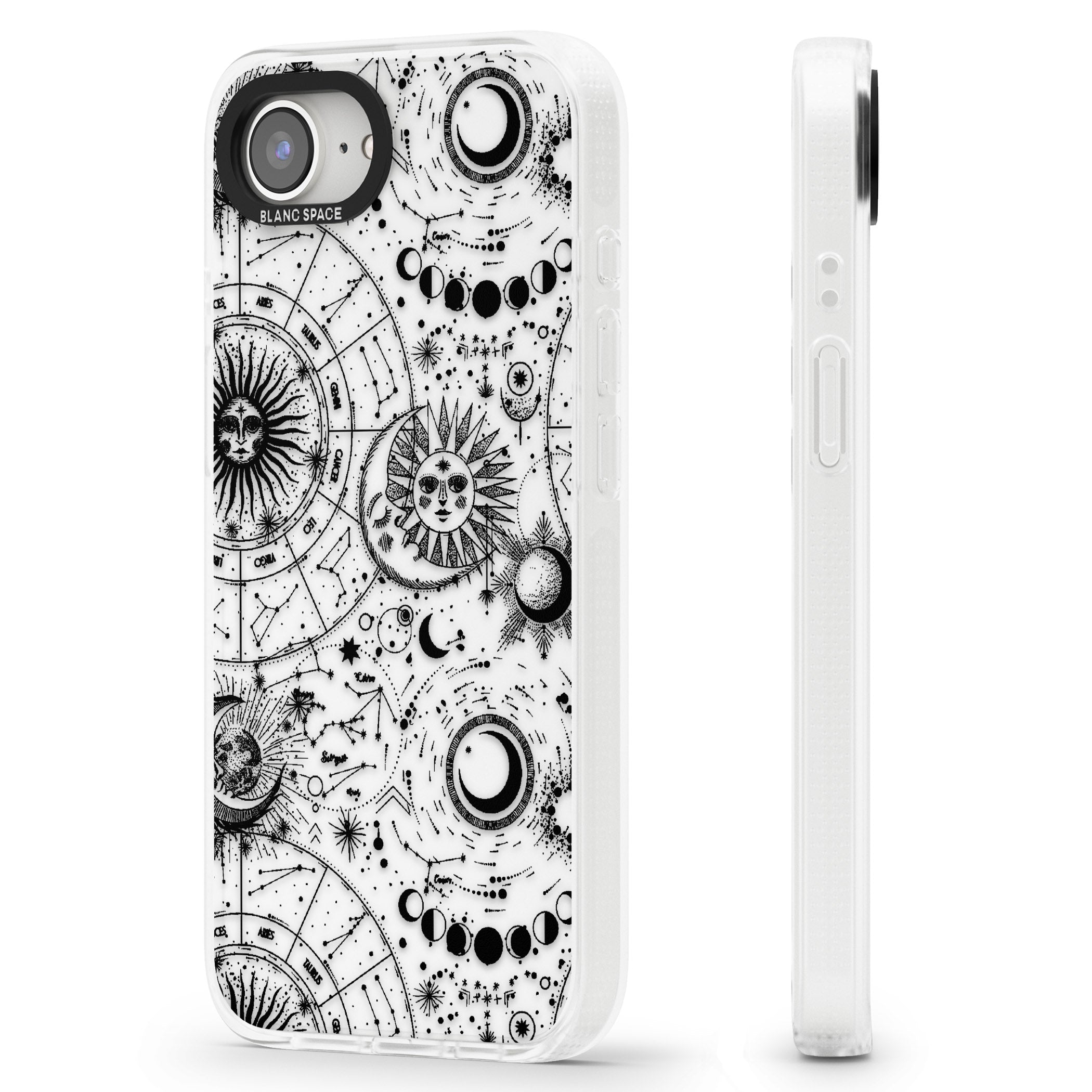 Suns, Moons, Zodiac Signs Astrological iPhone 16e Clear Case Impact Air - Blanc Space