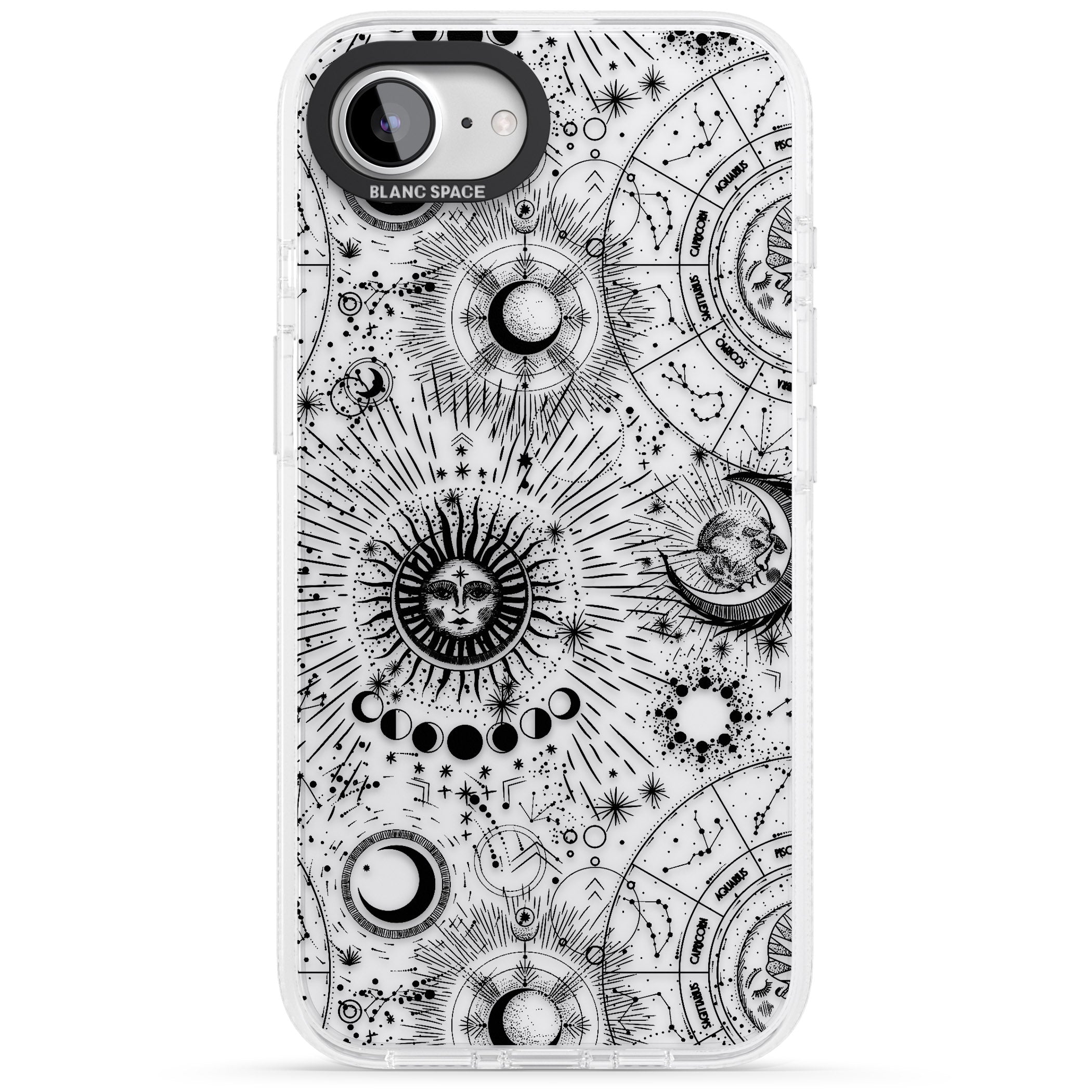 Transparent Suns & Zodiac Charts iPhone 16e Clear Case Impact Air - Blanc Space