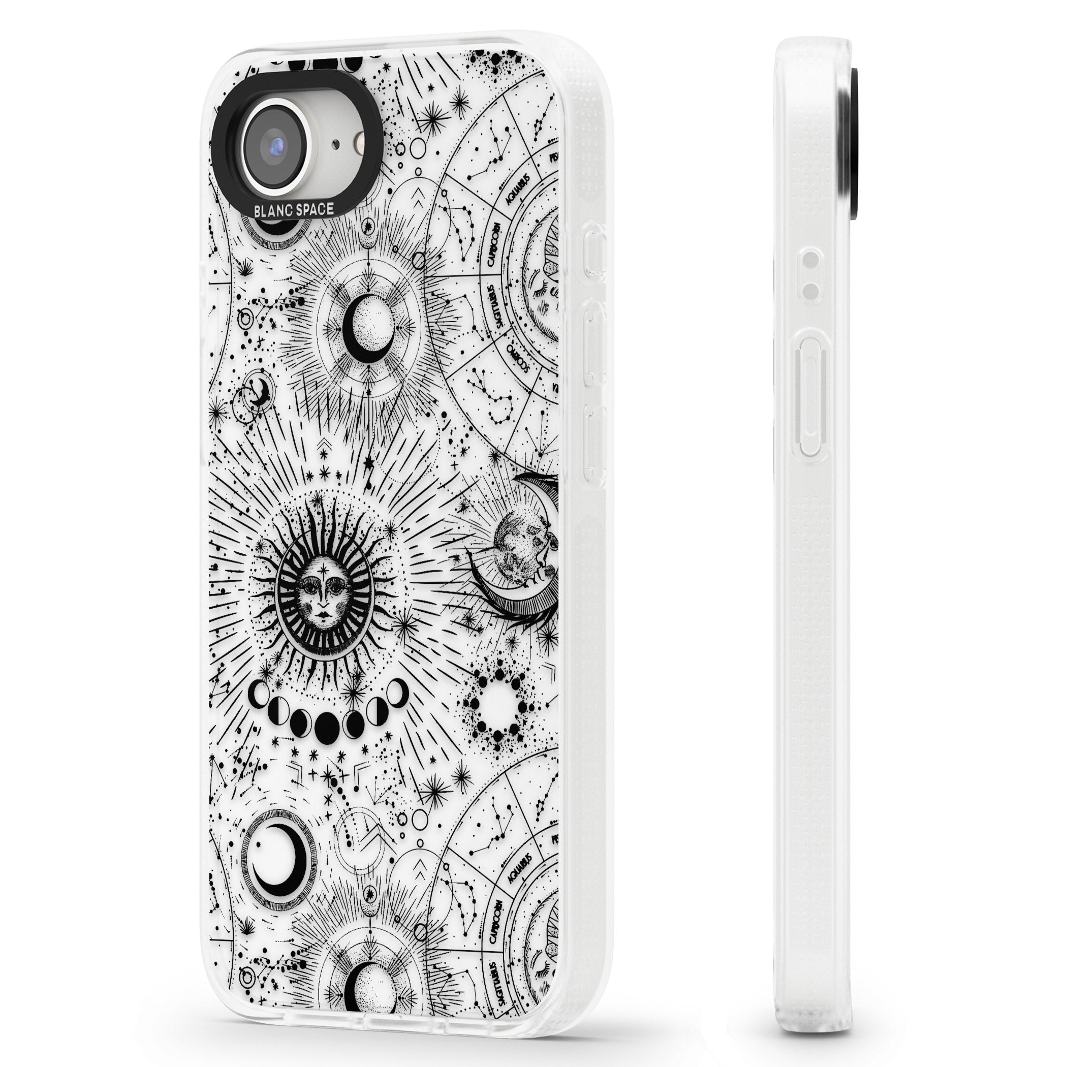 Transparent Suns & Zodiac Charts iPhone 16e Clear Case Impact Air - Blanc Space