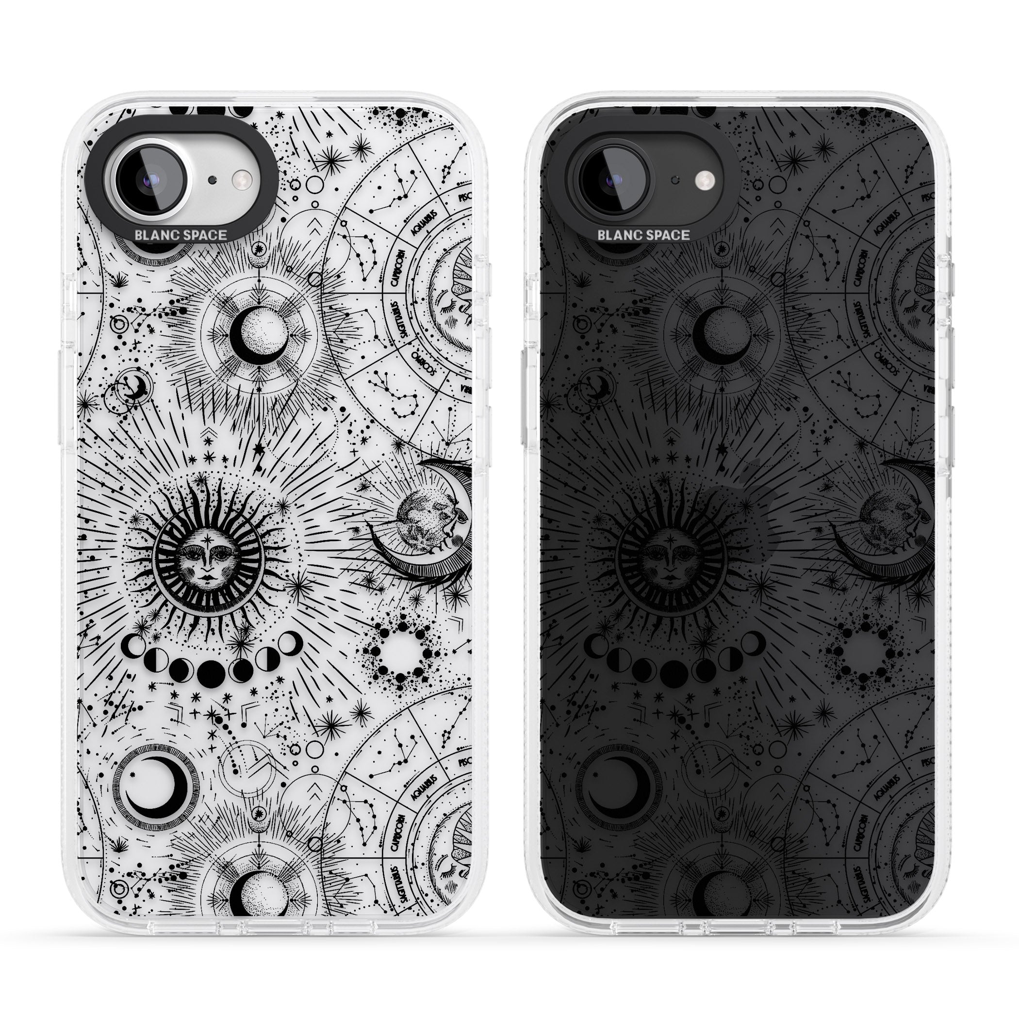 Transparent Suns & Zodiac Charts iPhone 16e Clear Case Impact Air - Blanc Space