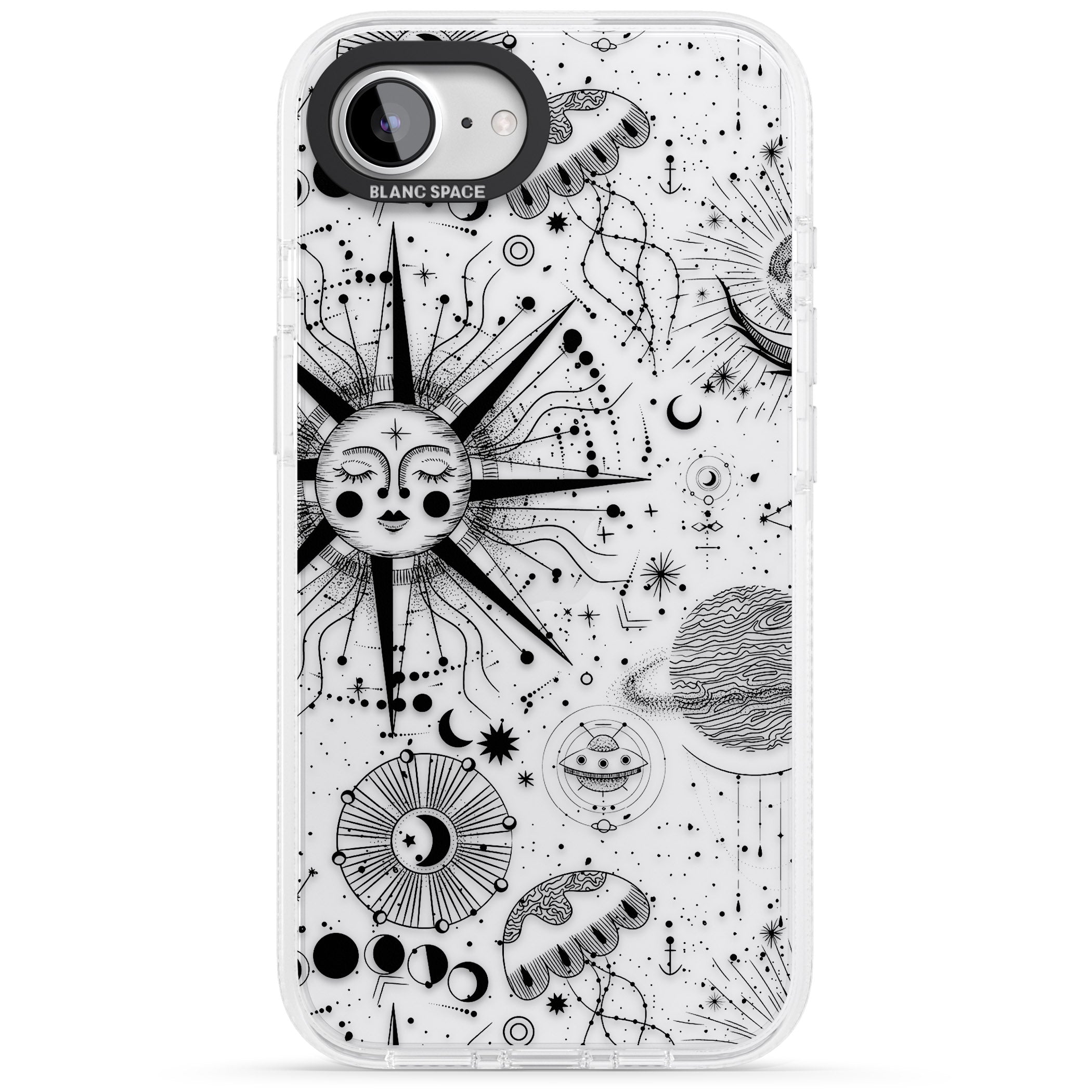 Large Sun Vintage Astrological iPhone 16e Clear Case Impact Air - Blanc Space