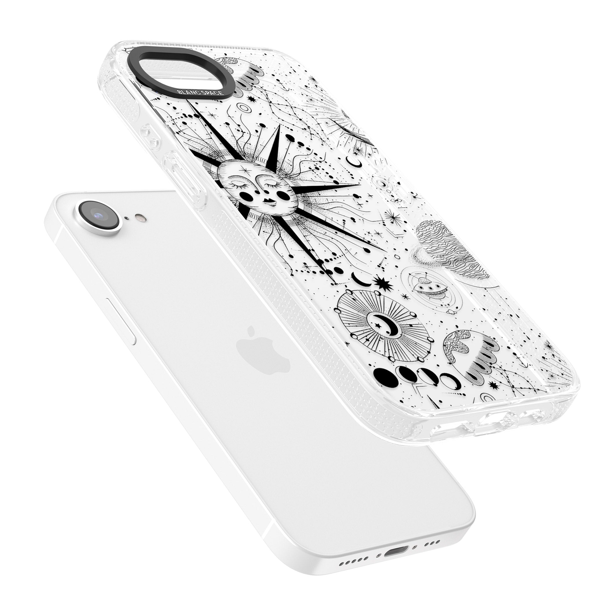 Large Sun Vintage Astrological iPhone 16e Clear Case Impact Air - Blanc Space