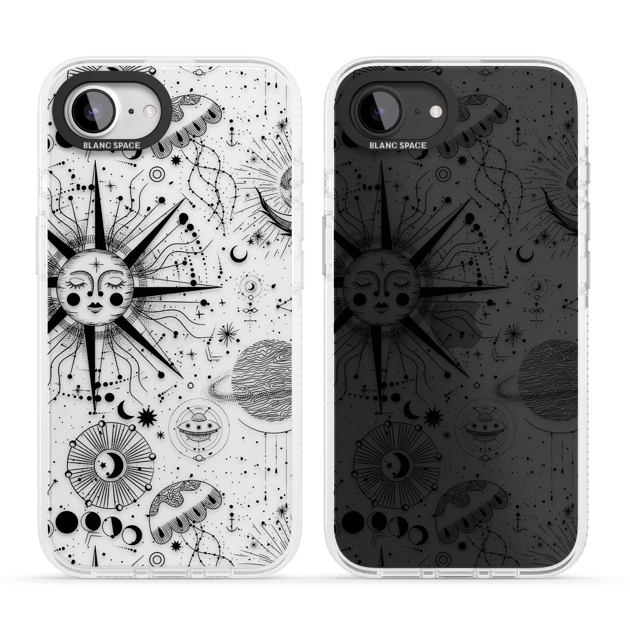 Large Sun Vintage Astrological iPhone 16e Clear Case Impact Air - Blanc Space