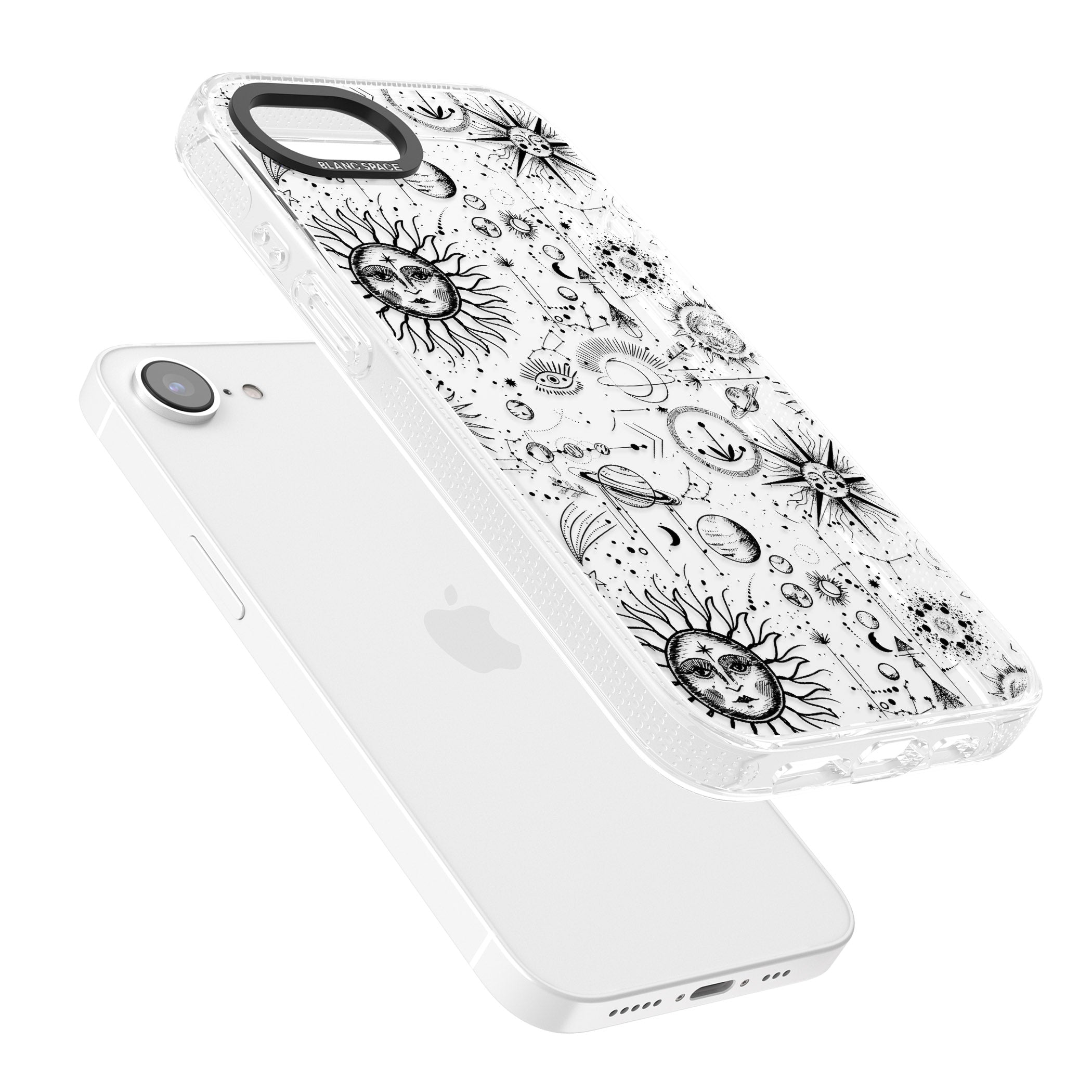 Suns & Planets Astrological iPhone 16e Clear Case Impact Air - Blanc Space