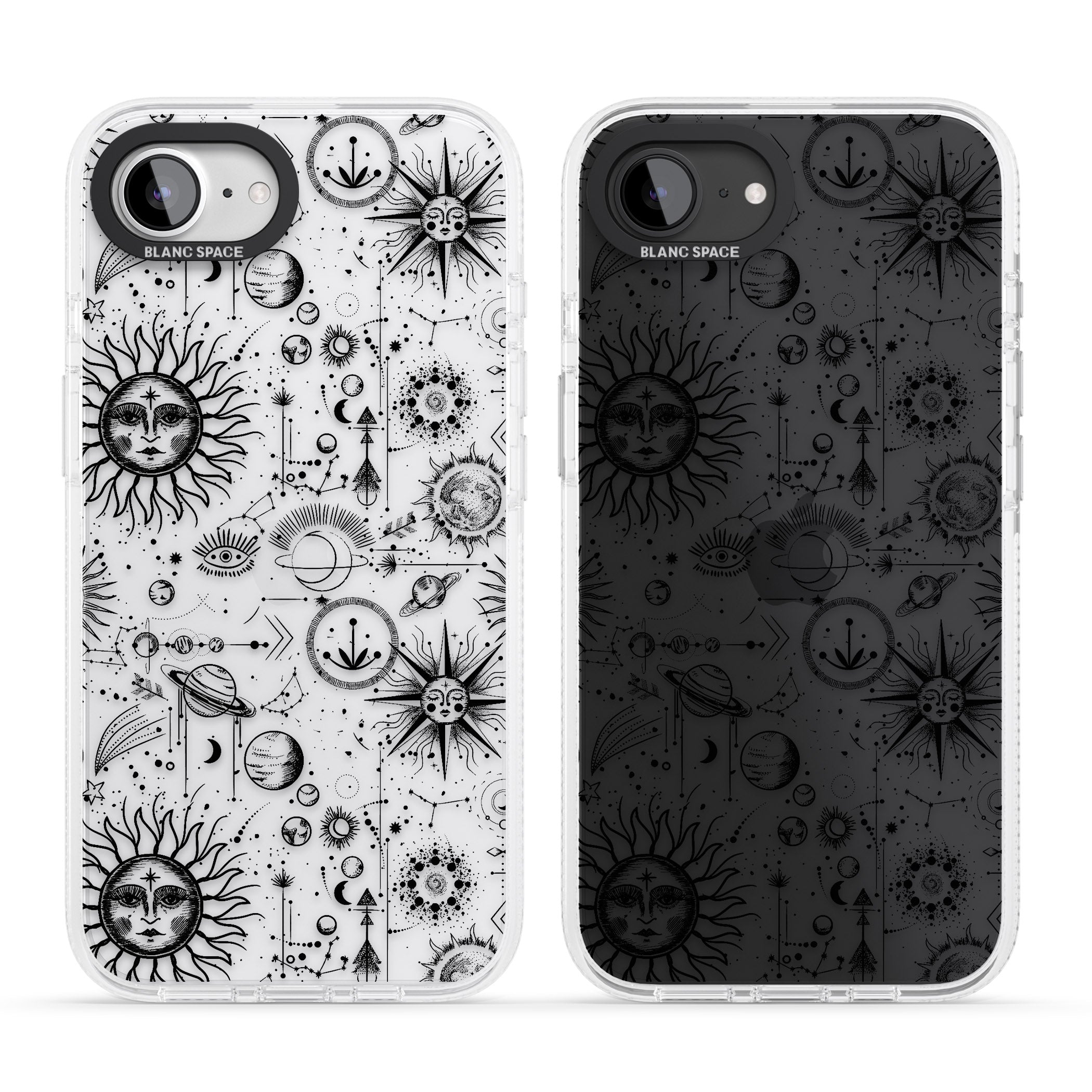 Suns & Planets Astrological iPhone 16e Clear Case Impact Air - Blanc Space