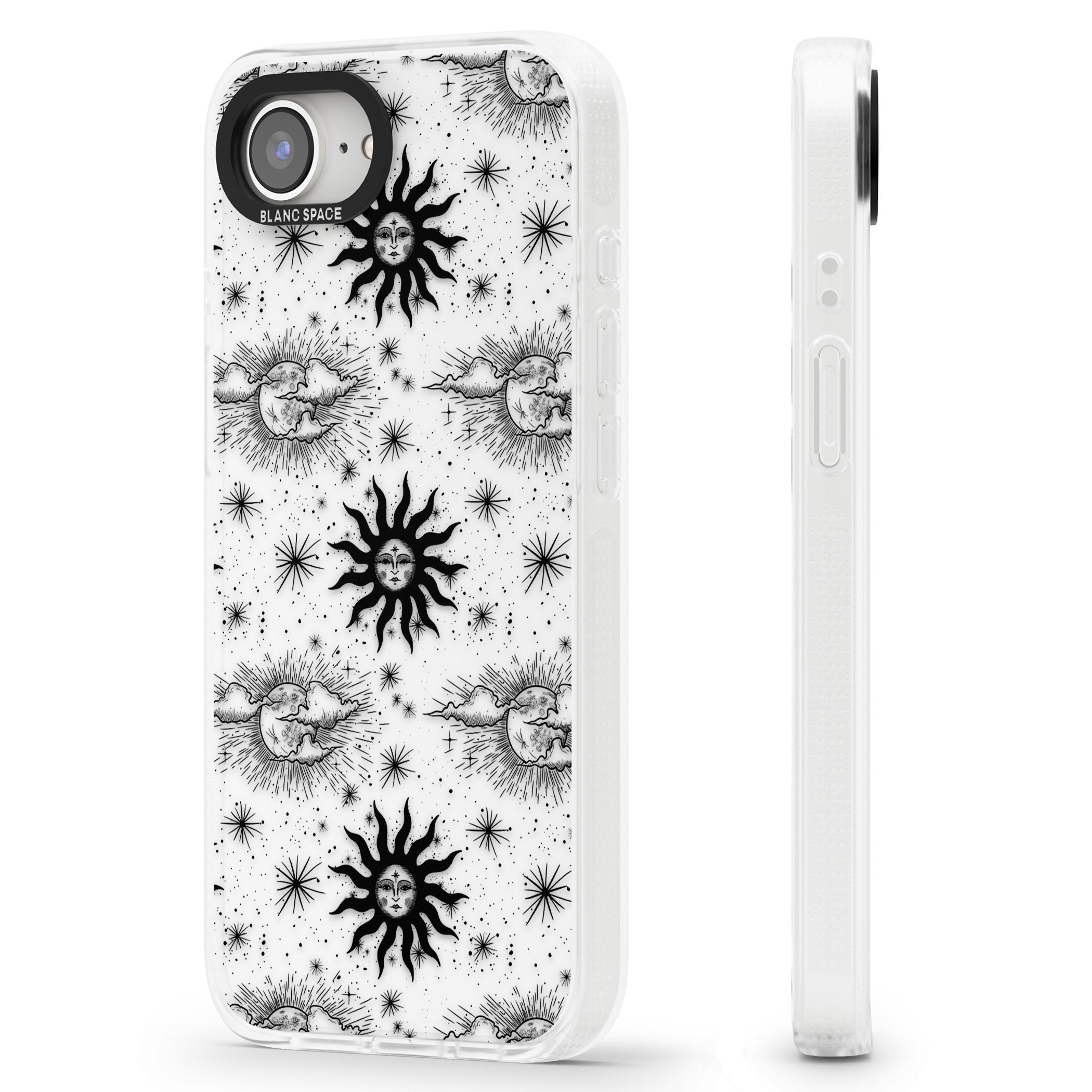 Suns & Clouds Vintage Astrological iPhone 16e Clear Case Impact Air - Blanc Space