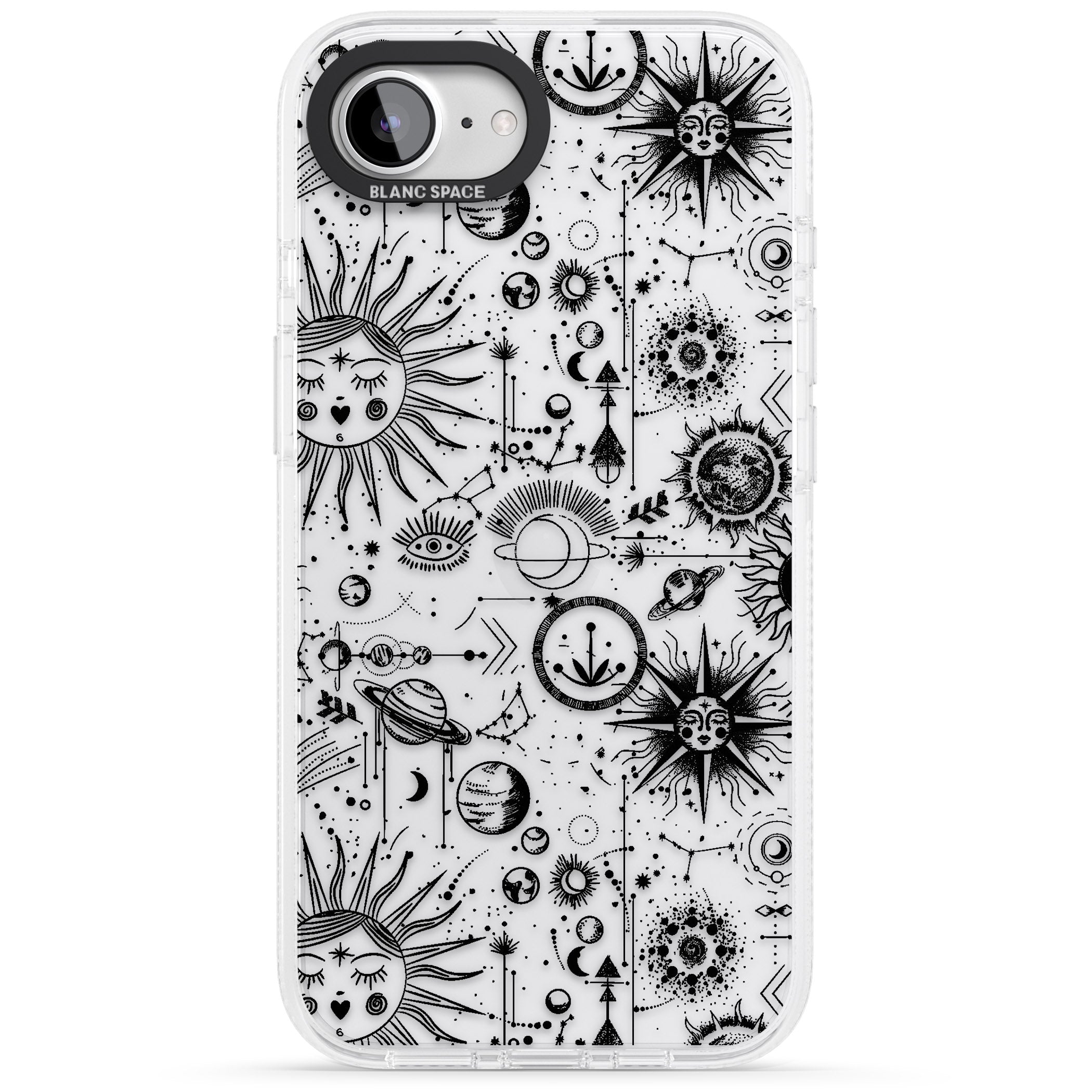 Suns & Planets Vintage Astrological iPhone 16e Clear Case Impact Air - Blanc Space