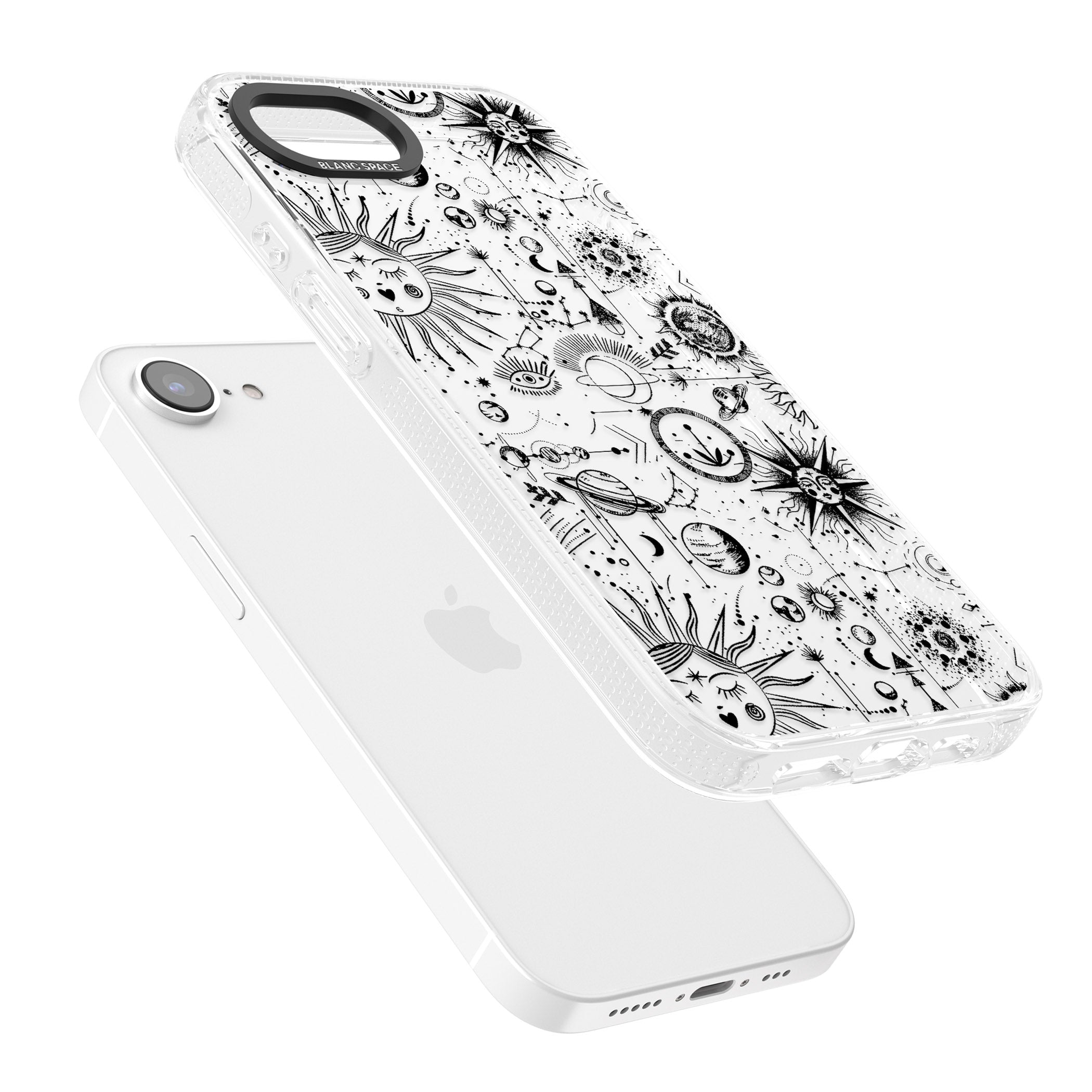 Suns & Planets Vintage Astrological iPhone 16e Clear Case Impact Air - Blanc Space