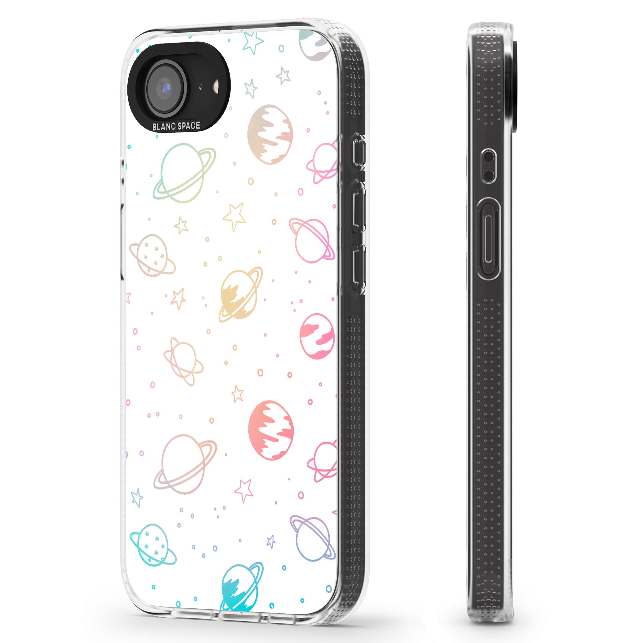 Cosmic Outer Space Design Pastels on White iPhone 16e Clear Case Impact Air - Blanc Space