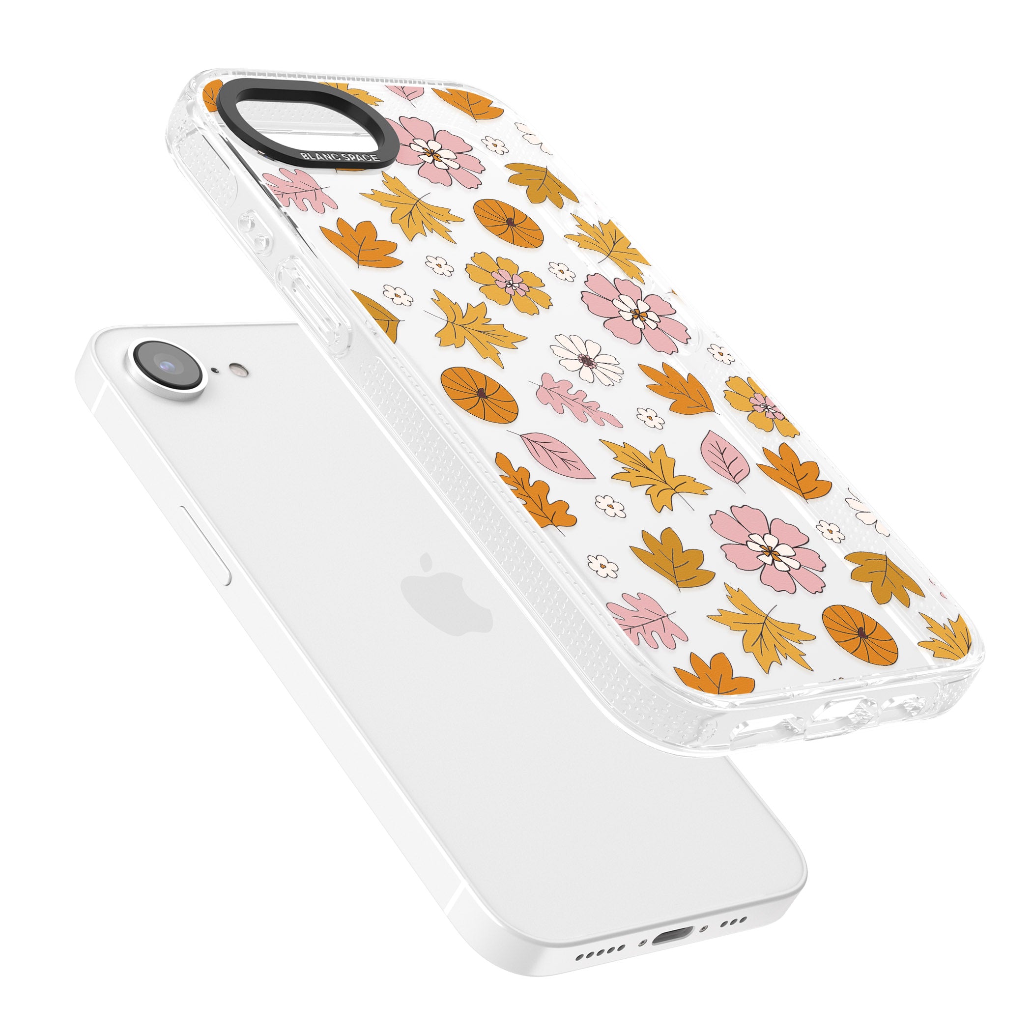 Autumn Leaves and Flowers iPhone 16e Clear Case Impact Air - Blanc Space
