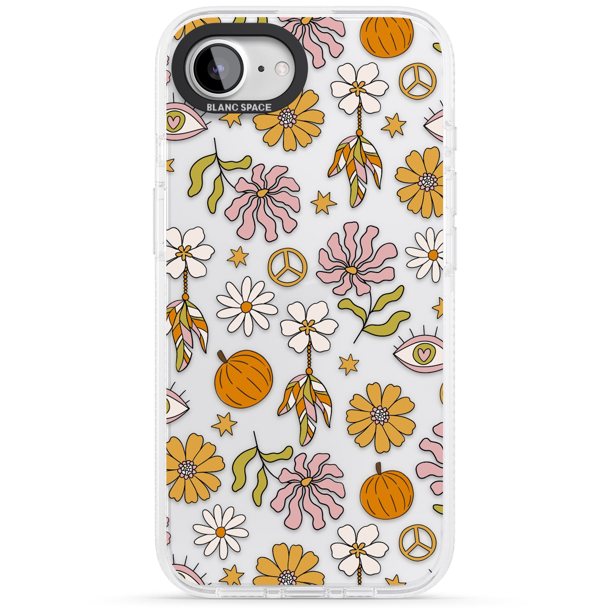 Retro Boho Fall Floral iPhone 16e Clear Case Impact Air - Blanc Space
