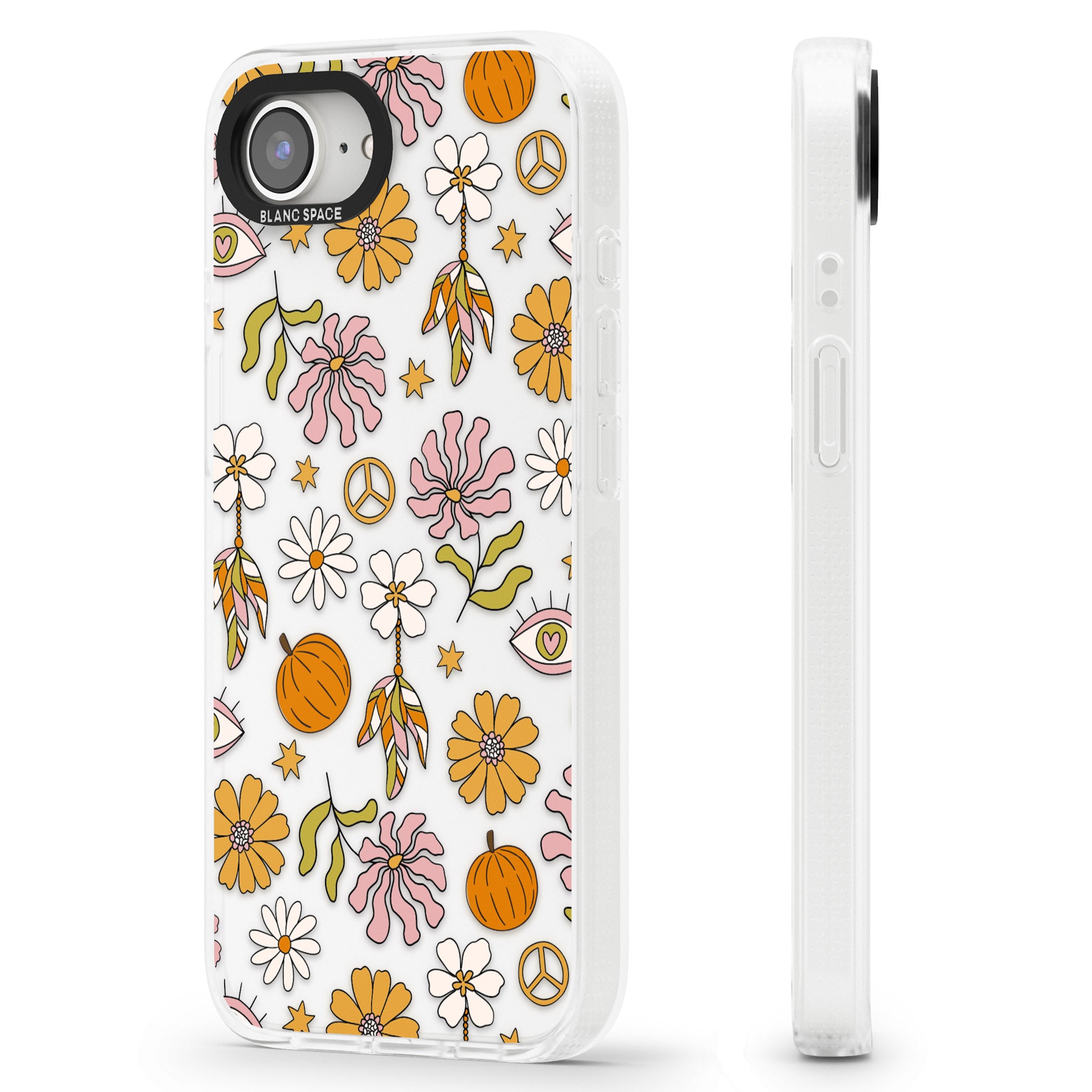 Retro Boho Fall Floral iPhone 16e Clear Case Impact Air - Blanc Space