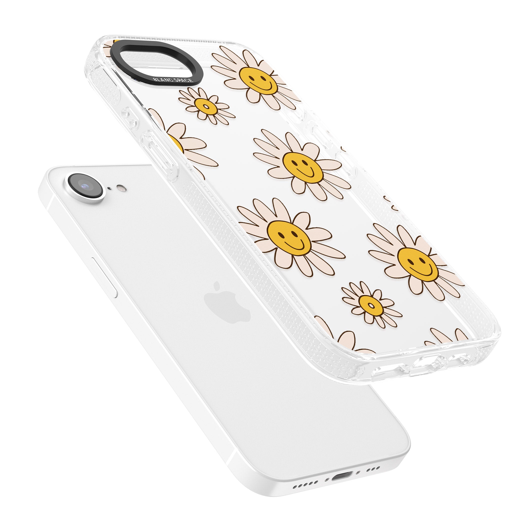 Daisy Faces iPhone 16e Clear Case Impact Air - Blanc Space