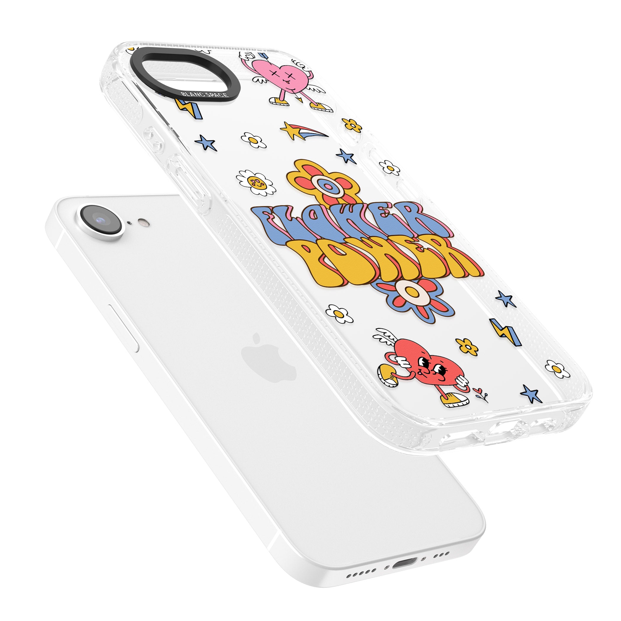 Flower Power iPhone 16e Clear Case Impact Air - Blanc Space