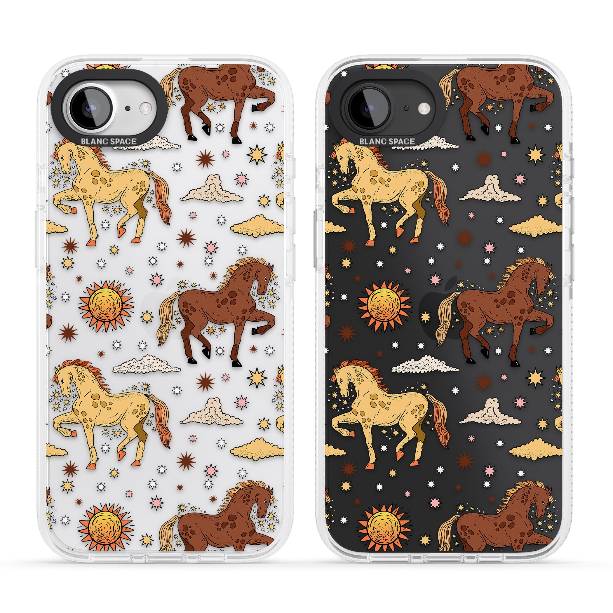 Boho Celestial Wild Horses iPhone 16e Clear Case Impact Air - Blanc Space