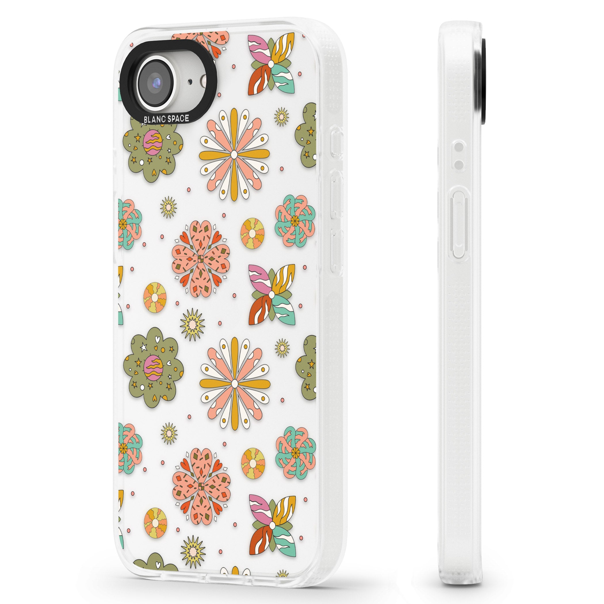 Boho Celestial Psychedelic Floral iPhone 16e Clear Case Impact Air - Blanc Space