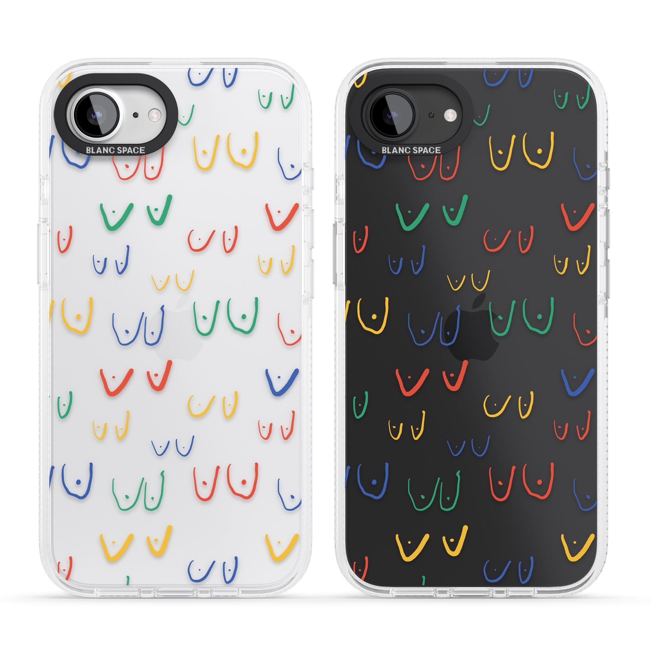 Free the boob (Mixed Colours) iPhone 16e Clear Case Impact Air - Blanc Space