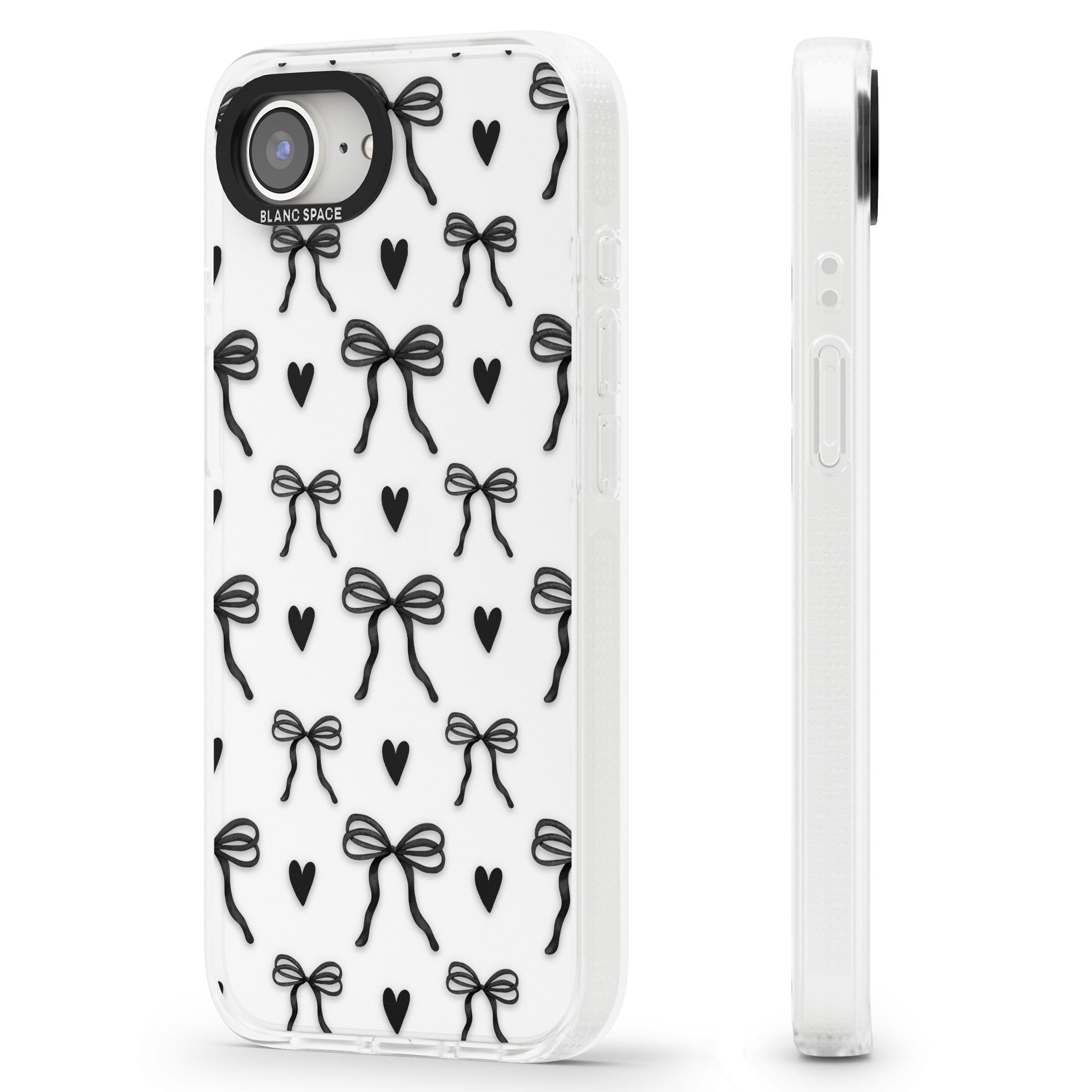 Black Bows & Hearts iPhone 16e Clear Case Impact Air - Blanc Space