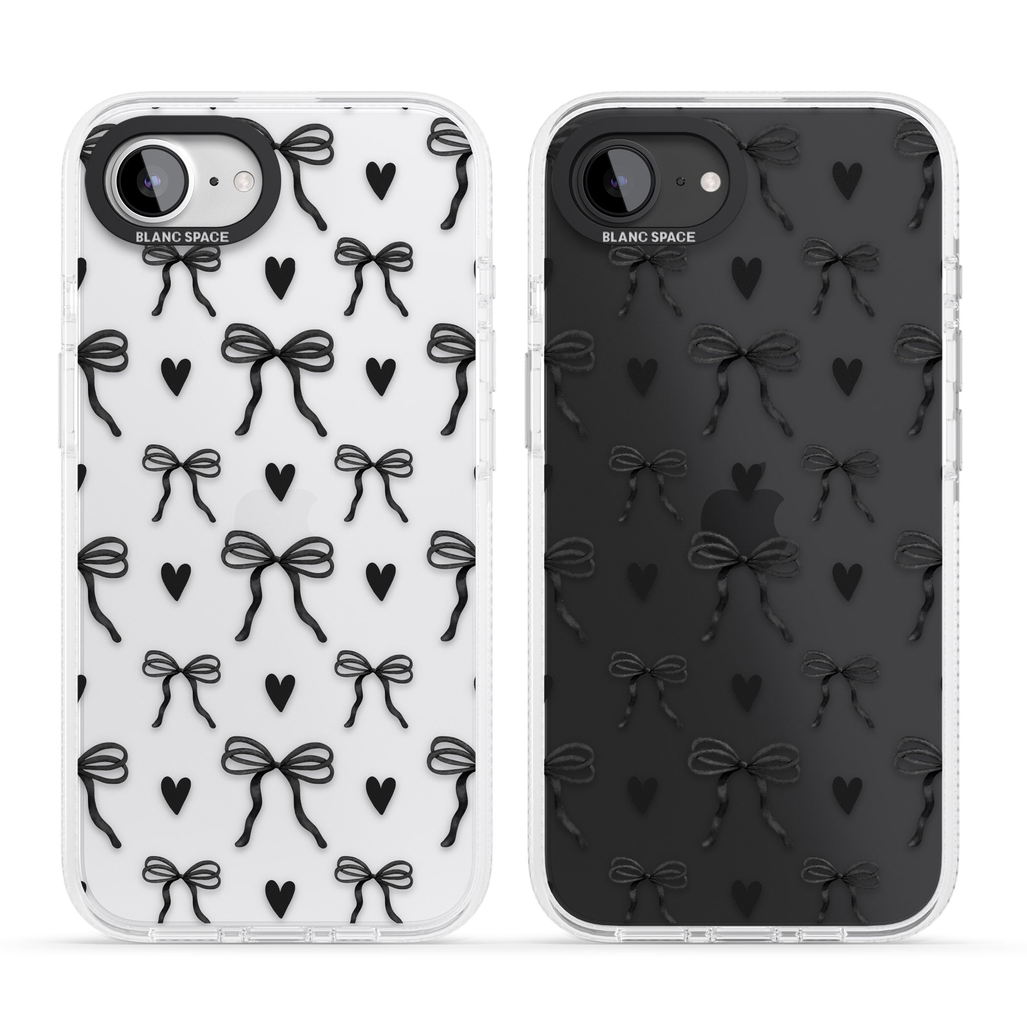 Black Bows & Hearts iPhone 16e Clear Case Impact Air - Blanc Space