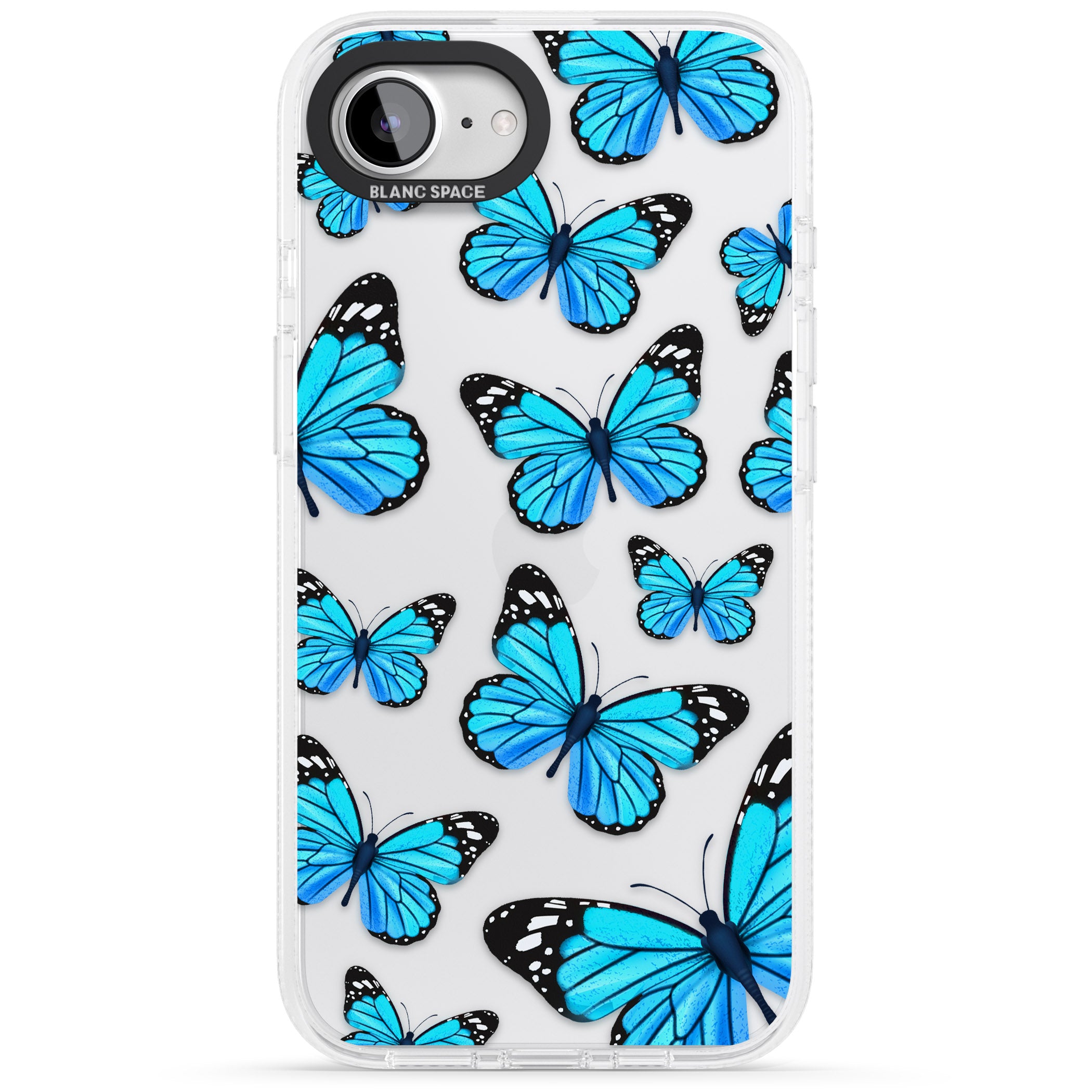Blue Butterflies iPhone 16e Clear Case Impact Air - Blanc Space