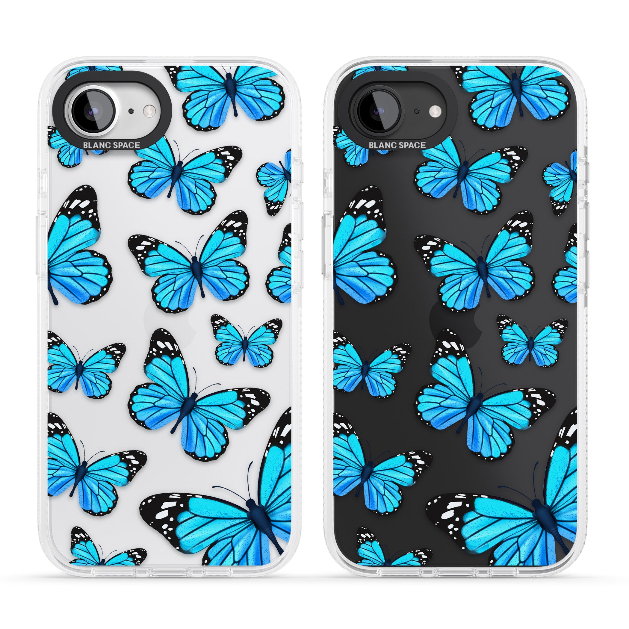 Blue Butterflies iPhone 16e Clear Case Impact Air - Blanc Space