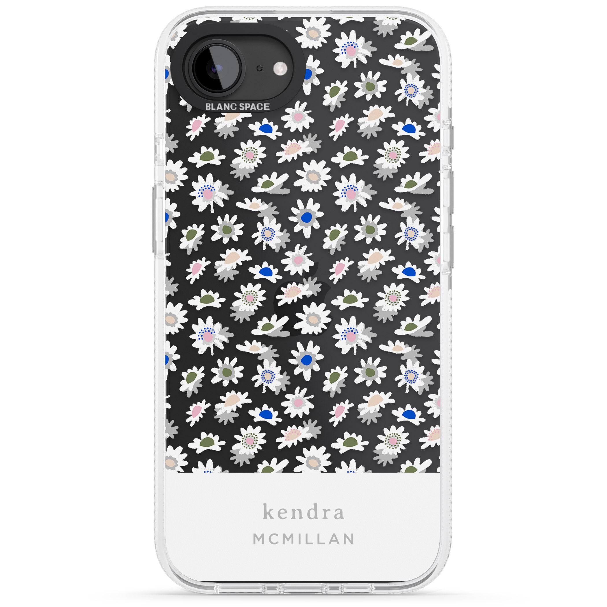 Personalised Grey & White Daisies Floral Design iPhone 16e Clear Case Impact Air - Blanc Space