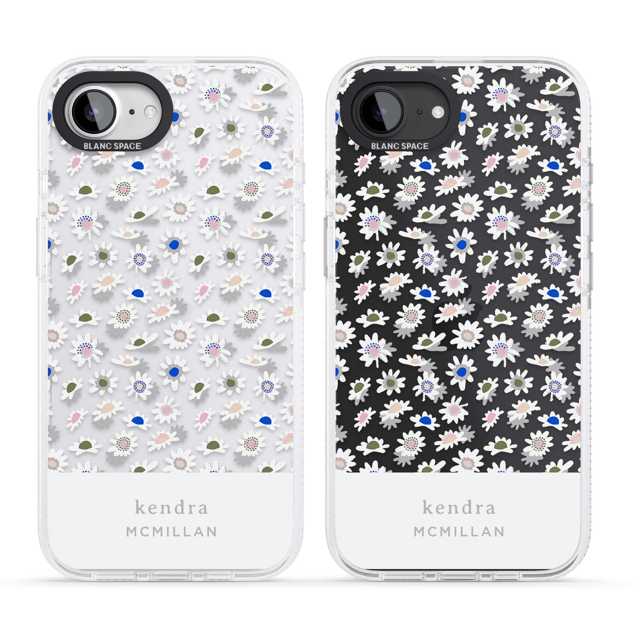 Personalised Grey & White Daisies Floral Design iPhone 16e Clear Case Impact Air - Blanc Space