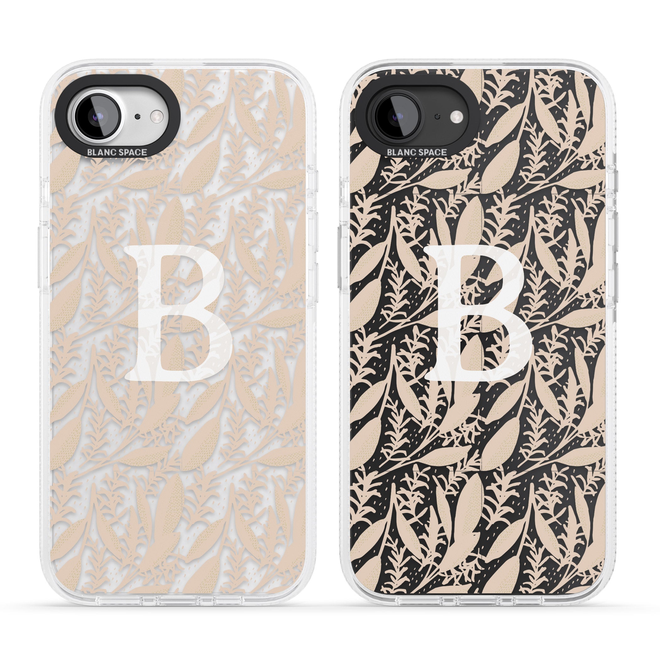 Personalised Subtle Monogram Abstract Floral iPhone 16e Clear Case Impact Air - Blanc Space