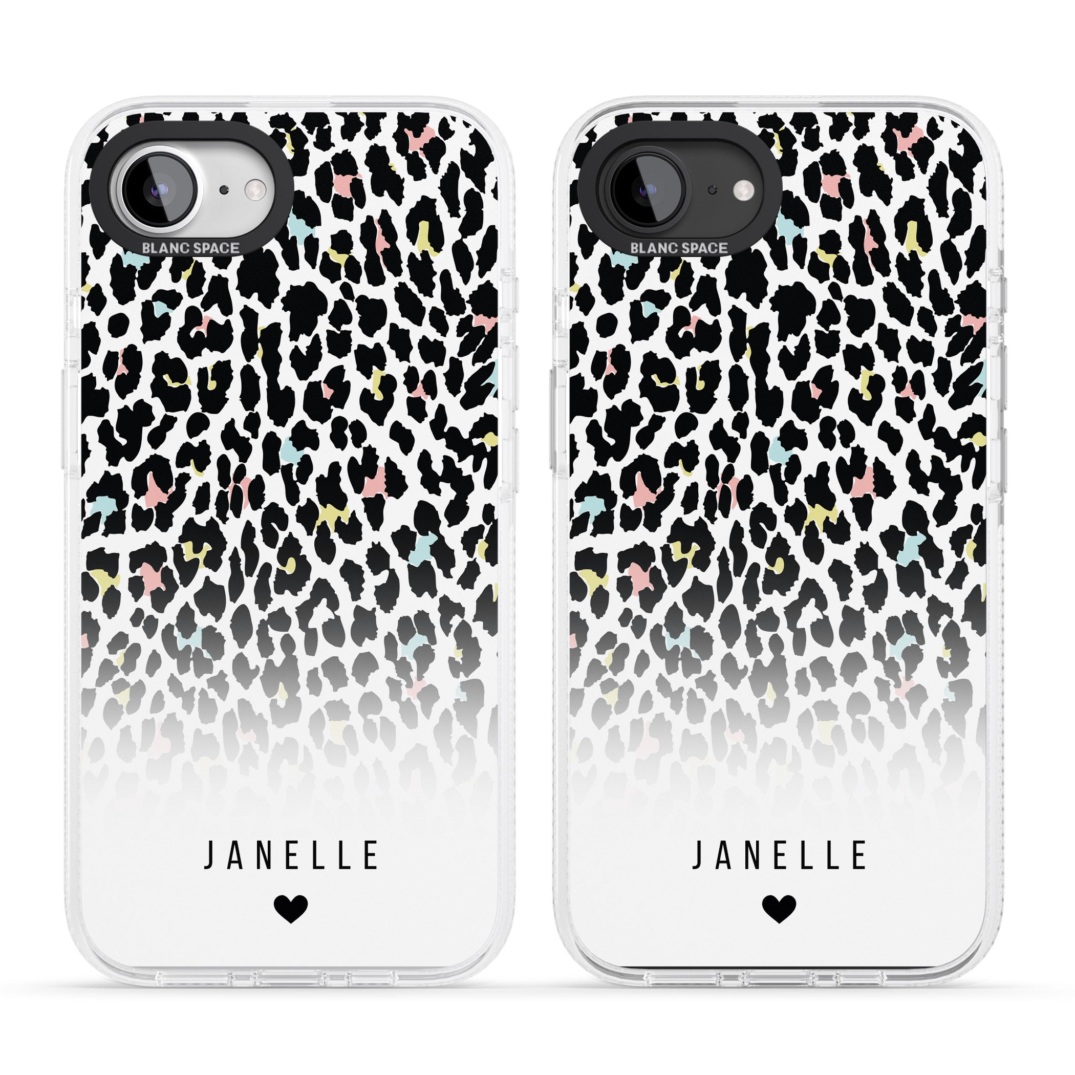 Personalised Pastel Leopard Spots iPhone 16e Clear Case Impact Air - Blanc Space