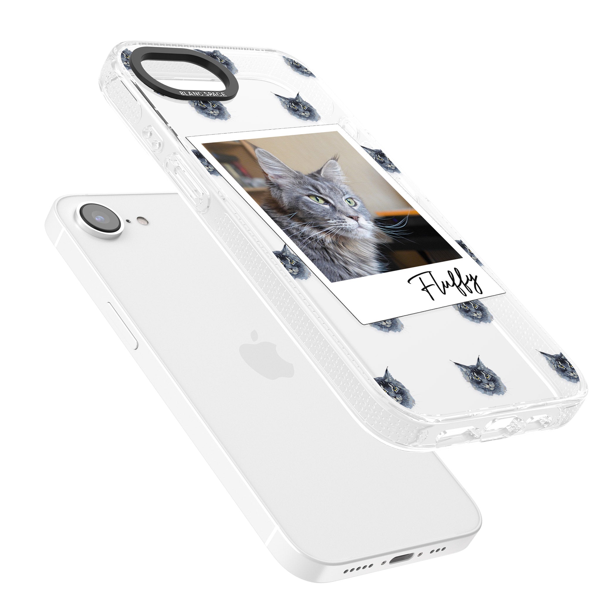 Personalised Maine Coon Photo iPhone 16e Clear Case Impact Air - Blanc Space