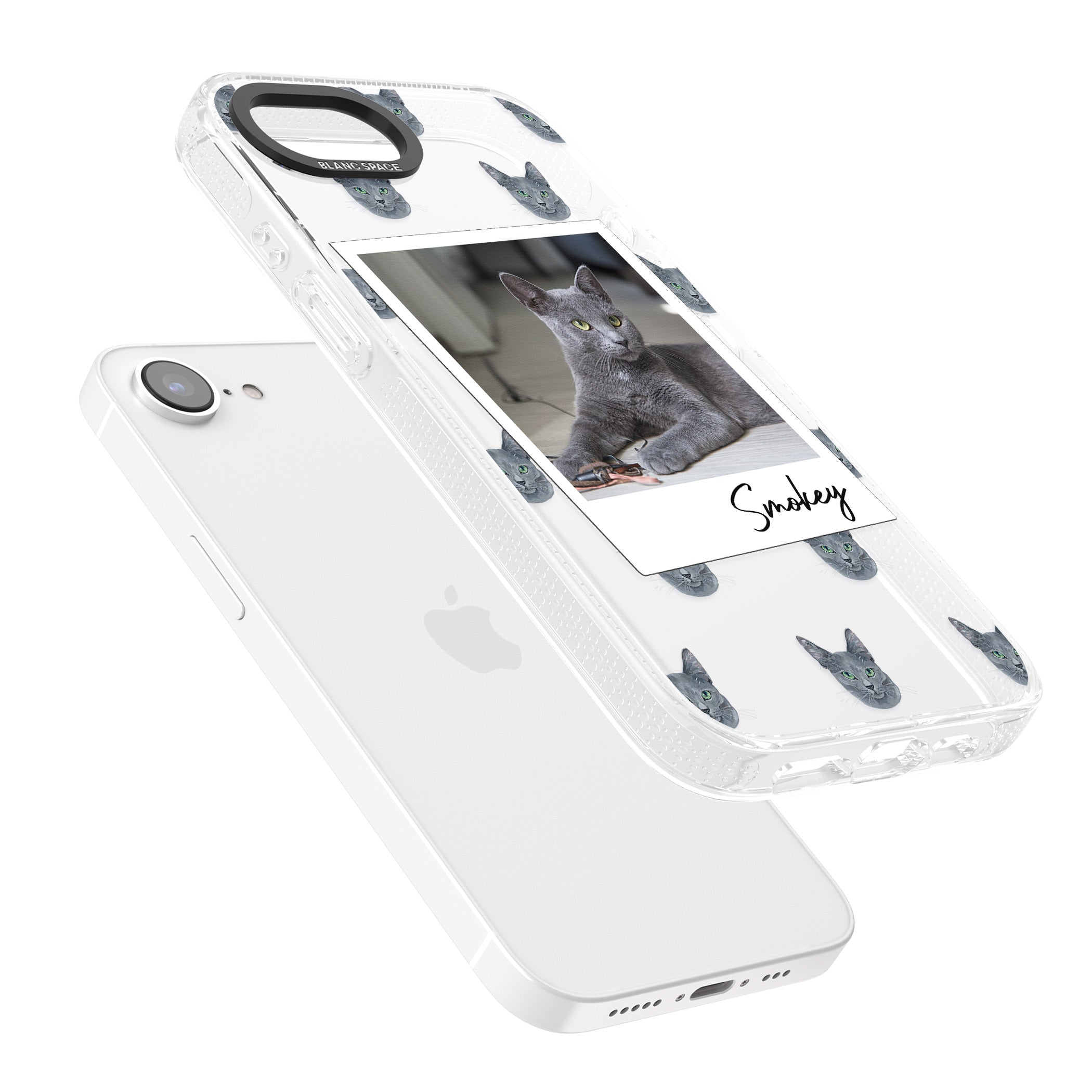 Personalised Korat Cat Photo iPhone 16e Clear Case Impact Air - Blanc Space