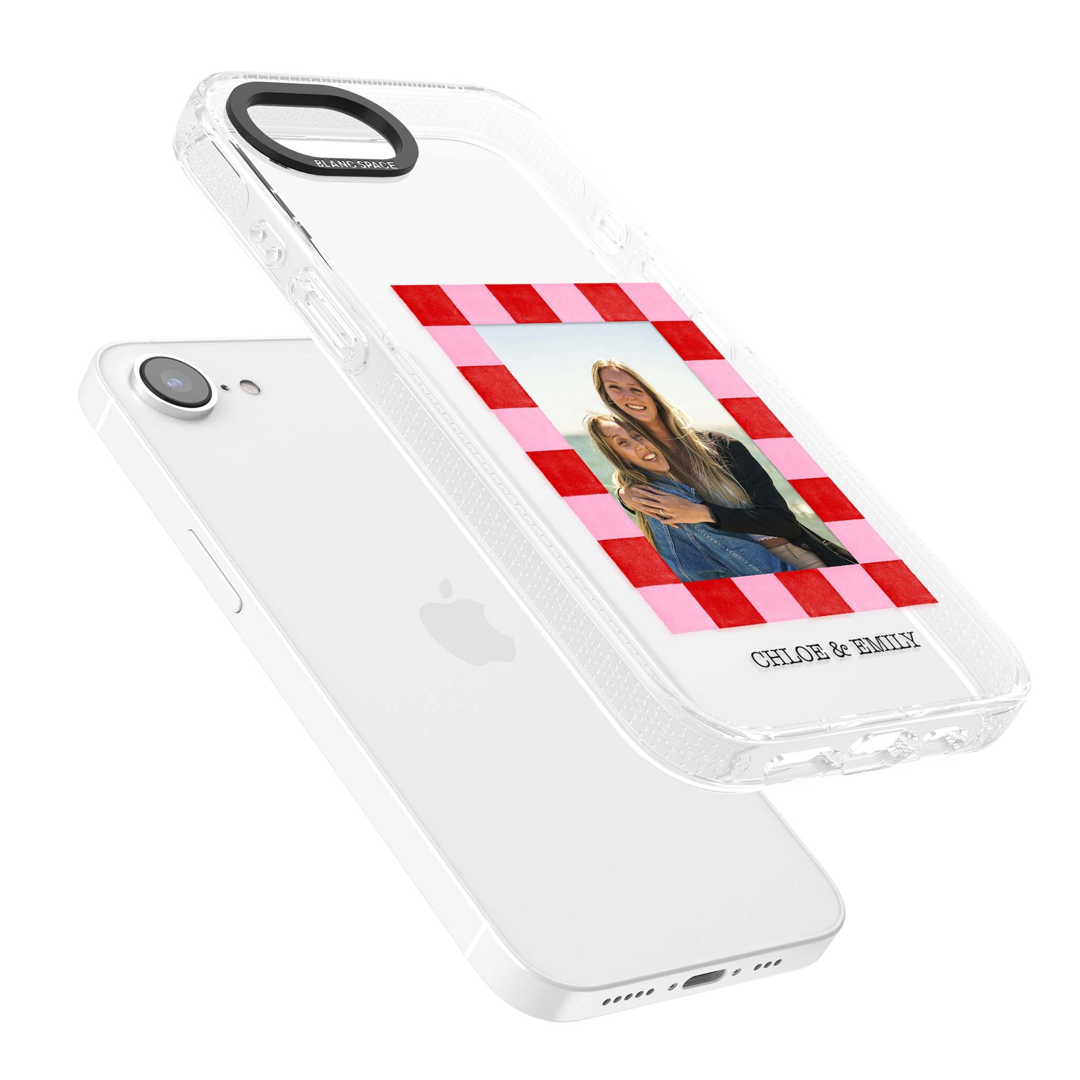Bubblegum Check Photo for her iPhone case | Clear Case Impact Air case for iPhone 16e, iPhone 17e