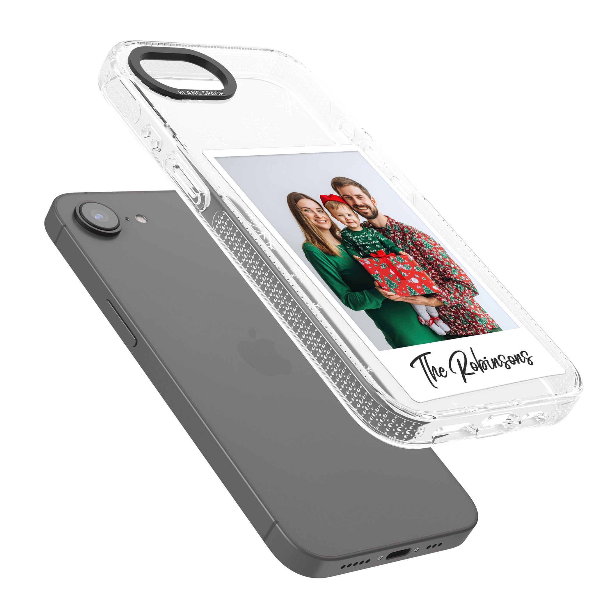 Personalised Snowflake Photo iPhone 16e Clear Case Impact Air - Blanc Space