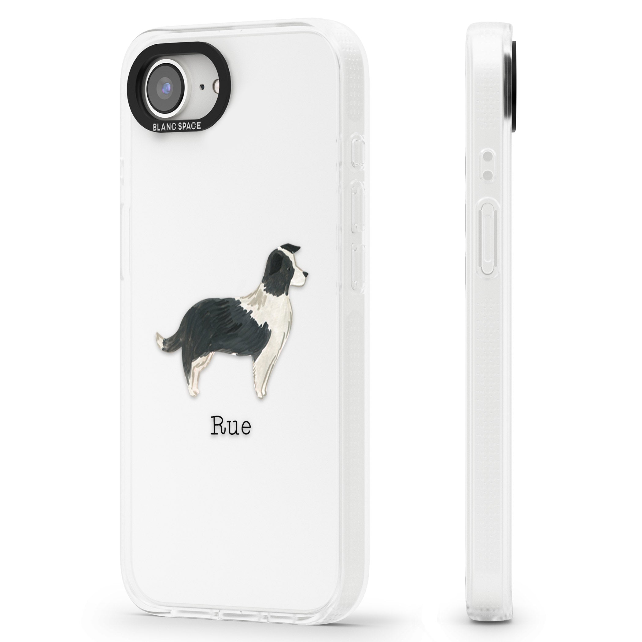 Personalised Border Collie iPhone 16e Clear Case Impact Air - Blanc Space