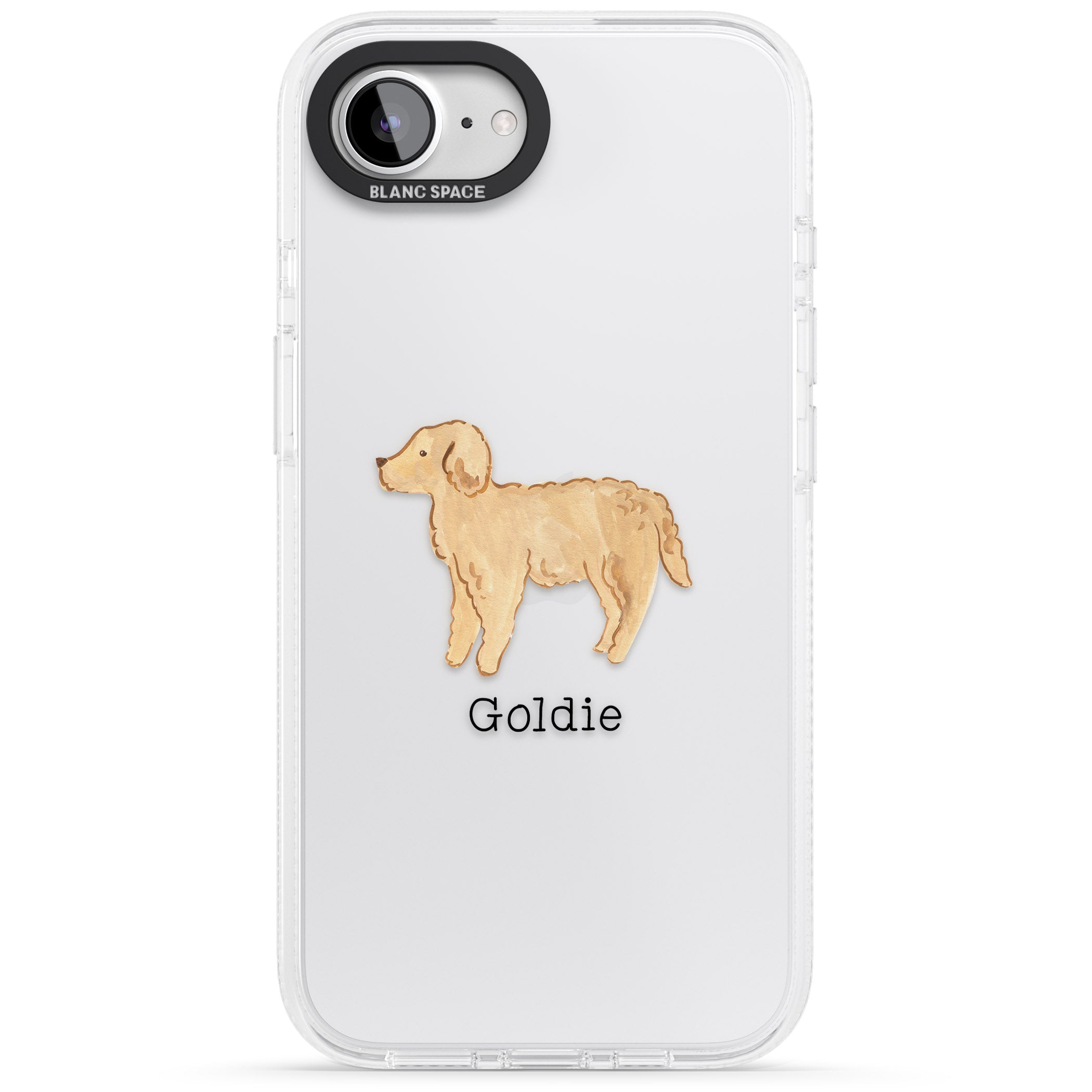 Personalised Hand Painted Goldendoodle iPhone 16e Clear Case Impact Air - Blanc Space