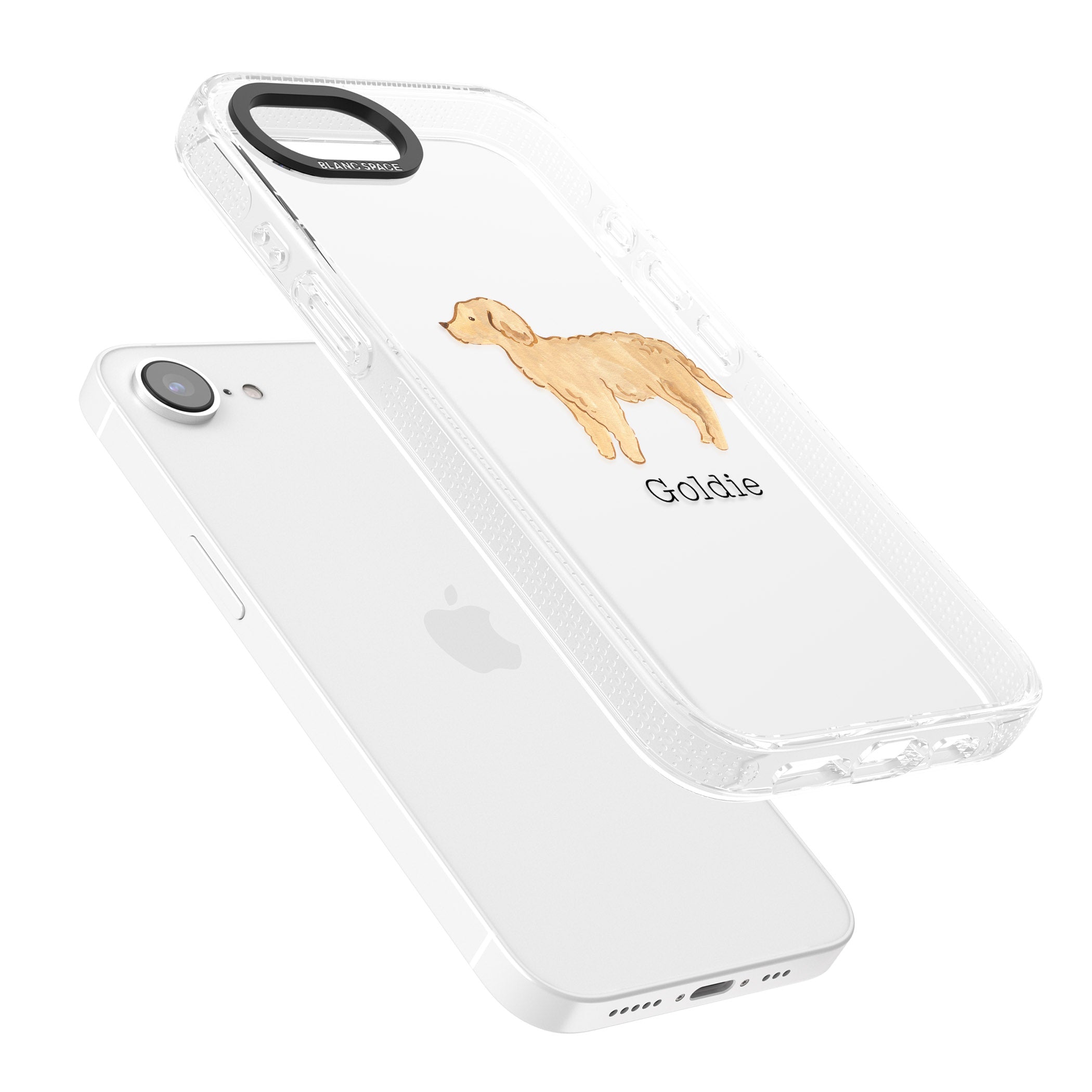 Personalised Hand Painted Goldendoodle iPhone 16e Clear Case Impact Air - Blanc Space