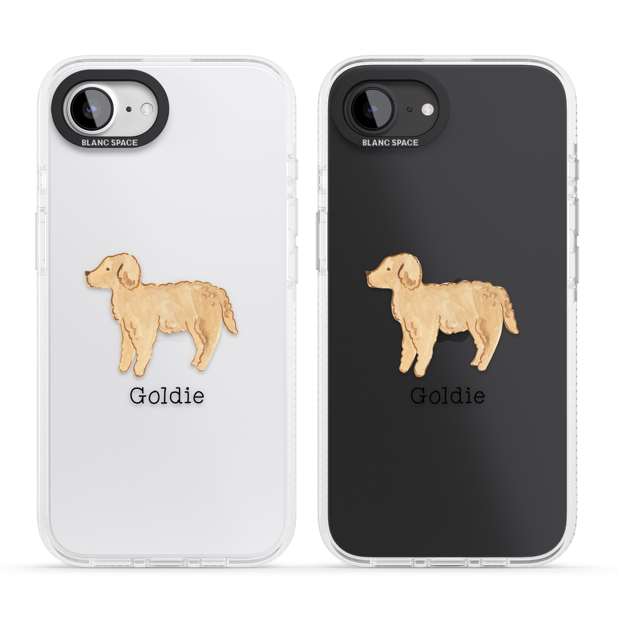 Personalised Hand Painted Goldendoodle iPhone 16e Clear Case Impact Air - Blanc Space